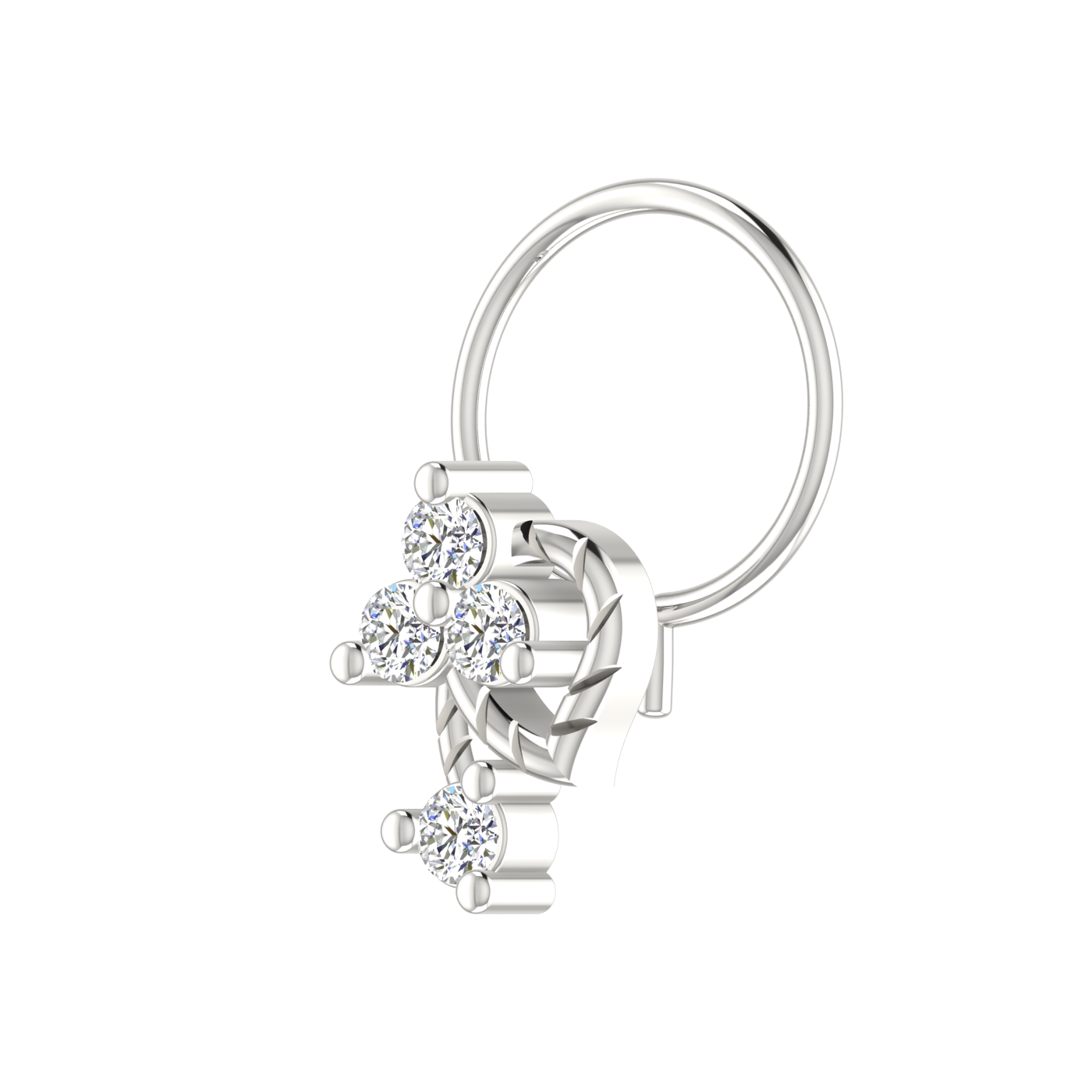 14K Gold Floral Vine Design 0.08ct Natural Diamond Nose Pin