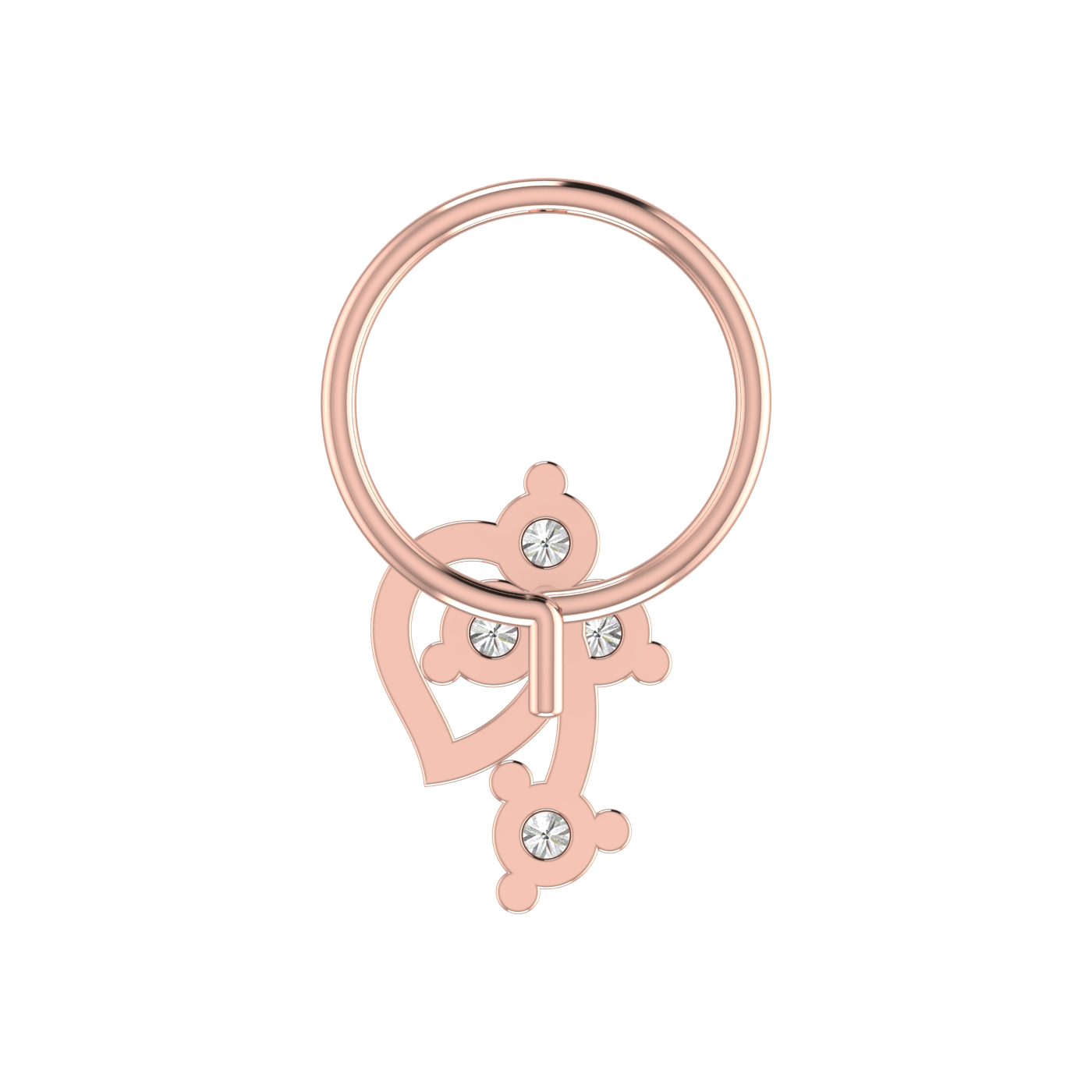 14K Gold Floral Vine Design 0.08ct Natural Diamond Nose Pin