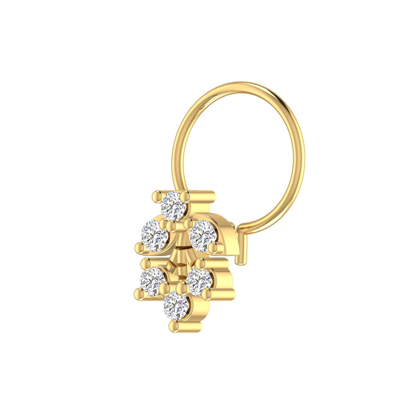 14K Gold Blossom Cascade Design 0.12ct Natural Diamond Nose Pin