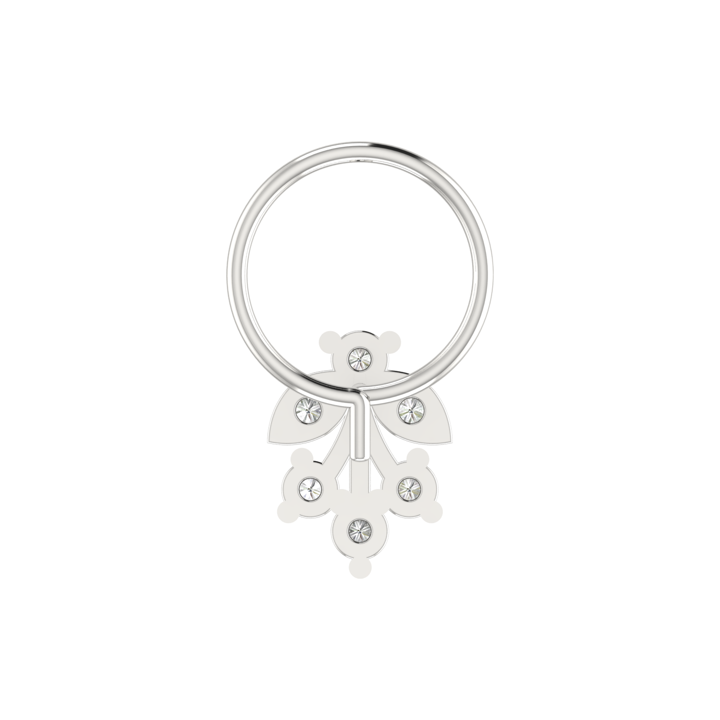 14K Gold Blossom Cascade Design 0.12ct Natural Diamond Nose Pin