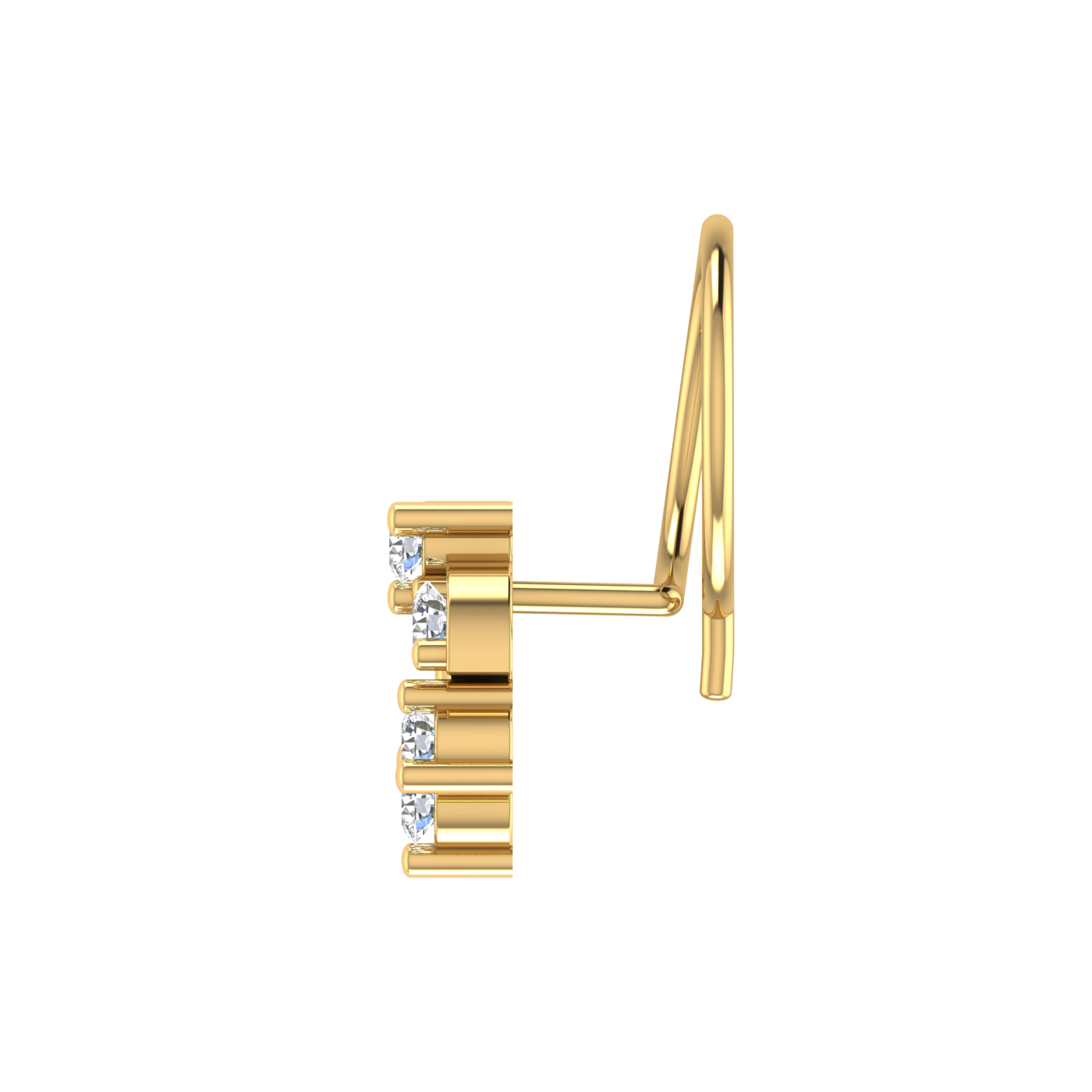 14K Gold Blossom Cascade Design 0.12ct Natural Diamond Nose Pin