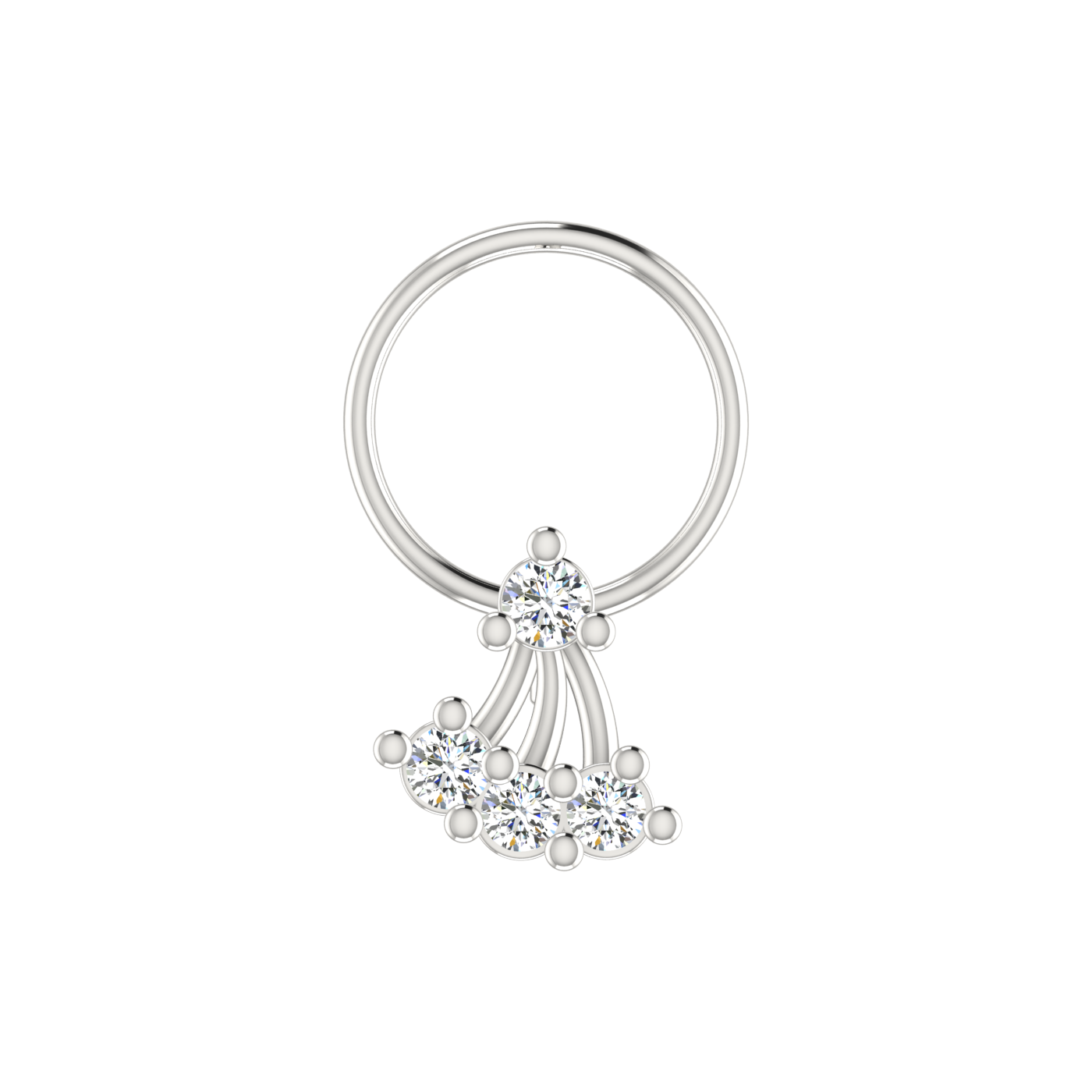 14K Gold Multi-Strand Diamond Cascade Design 0.08ct Natural Diamond Nose Pin