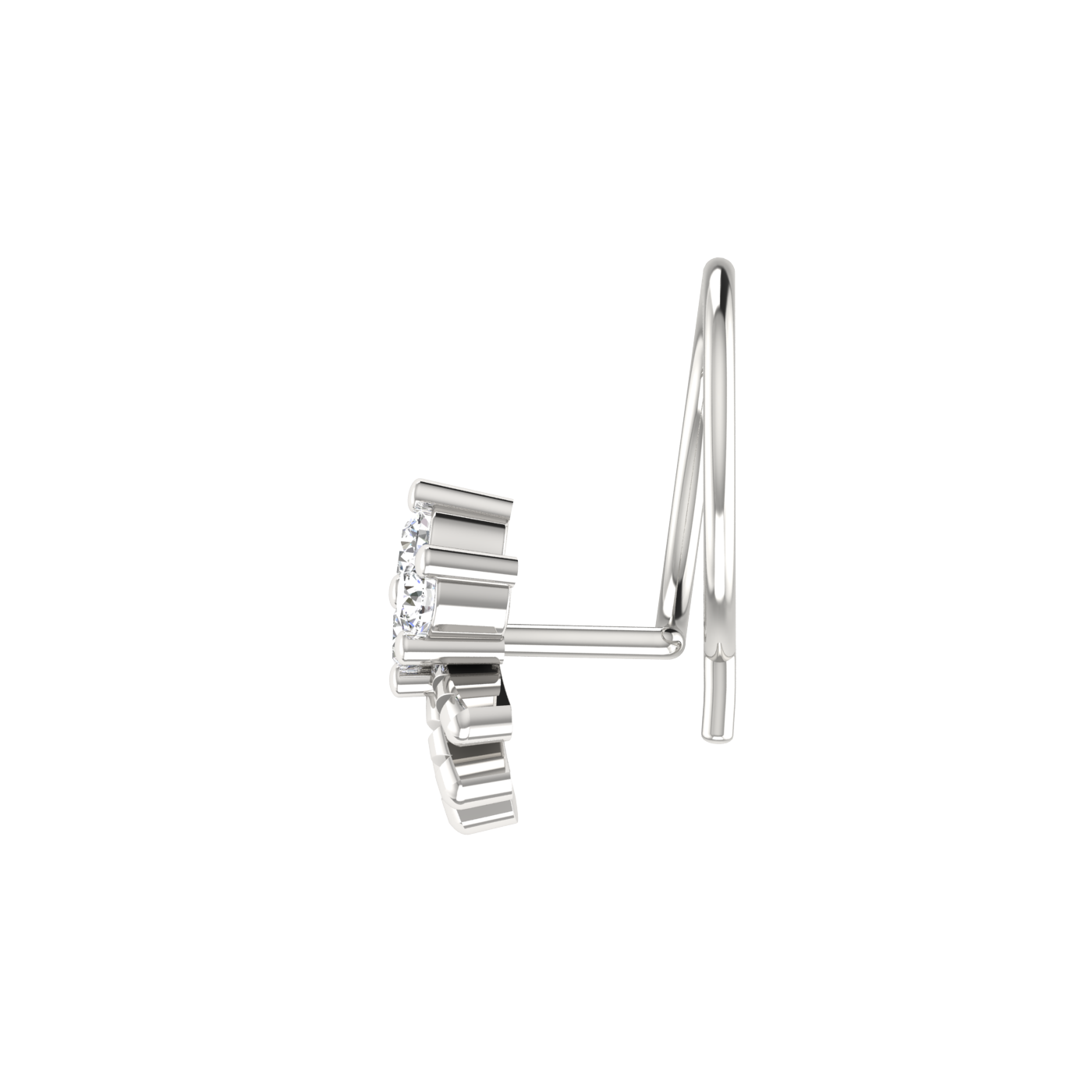 14K Gold, Diamond Cluster with Gold Dangling Beads 0.09ct Natural Diamond Nose Pin