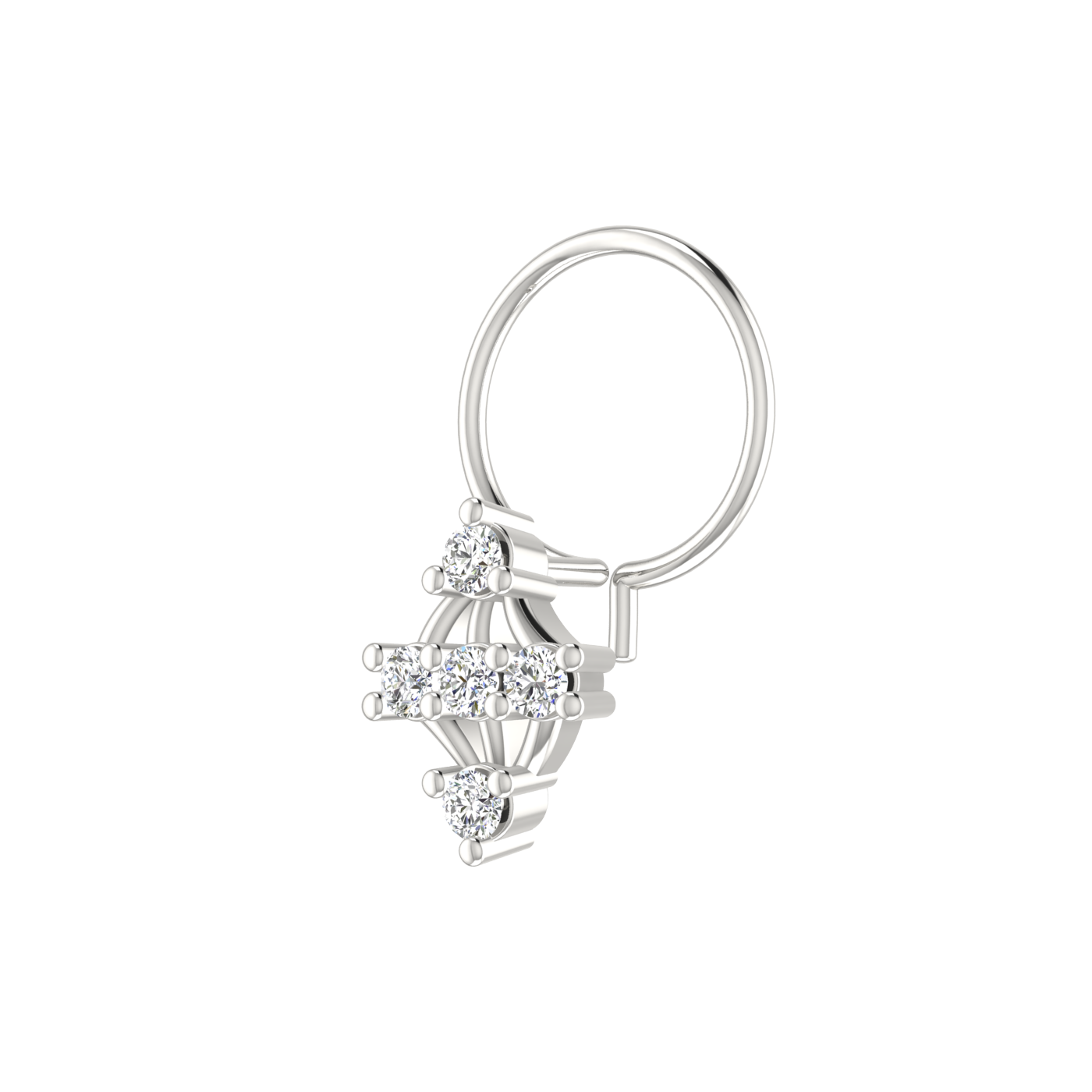 14K Gold Rhombus Diamond Cluster Design  0.1ct Natural Diamond Nose Pin