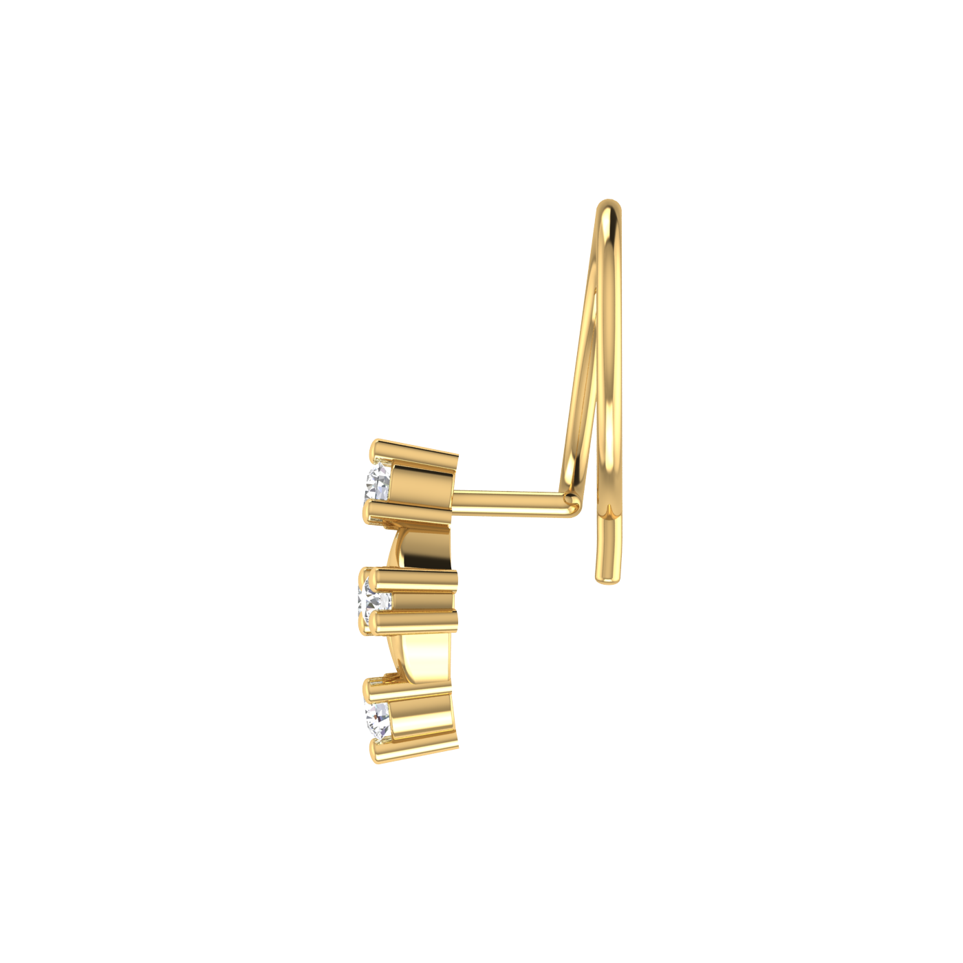 14K Gold Rhombus Diamond Cluster Design  0.1ct Natural Diamond Nose Pin