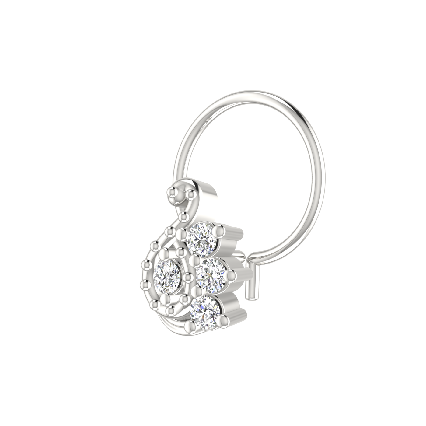 14K Gold Paisley-Inspired Gold Design 0.08ct Natural Diamond Nose Pin