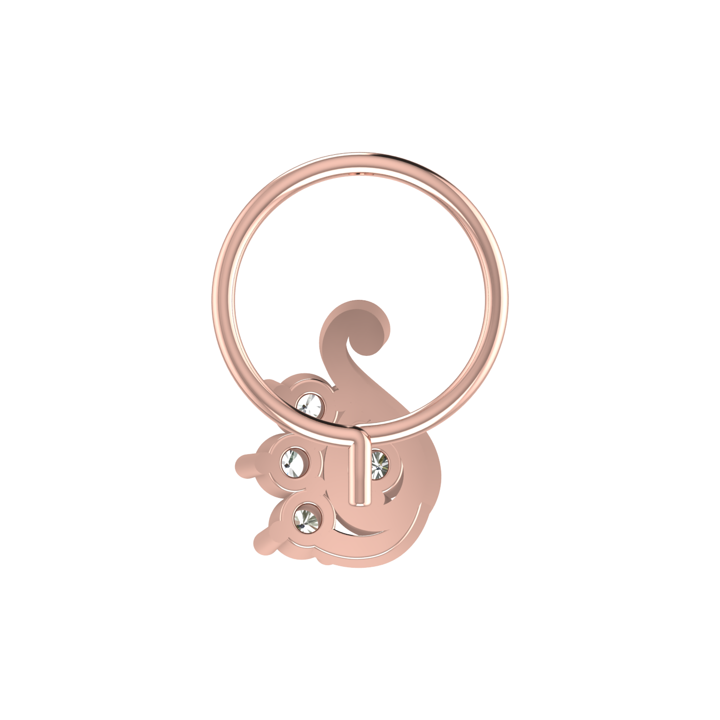 14K Gold Paisley-Inspired Gold Design 0.08ct Natural Diamond Nose Pin