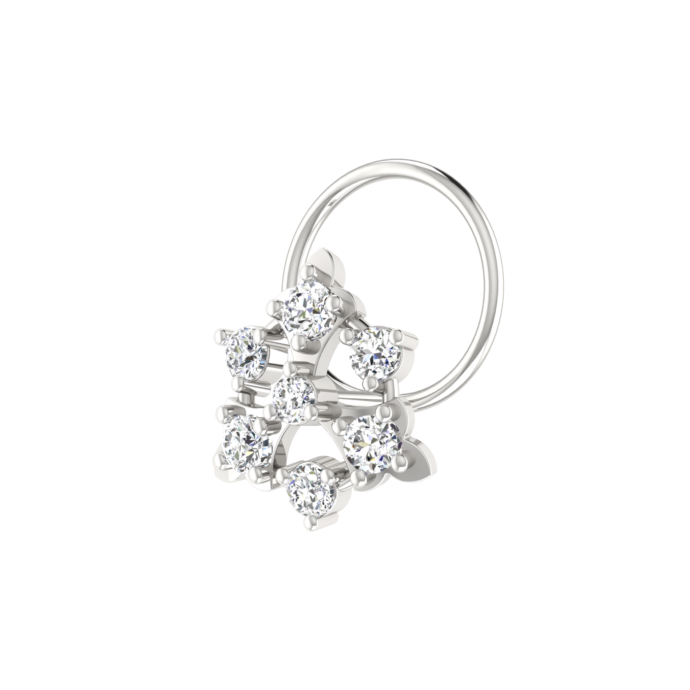 0.17 Ct Lab Grown Diamond Nose Pin Floral Design