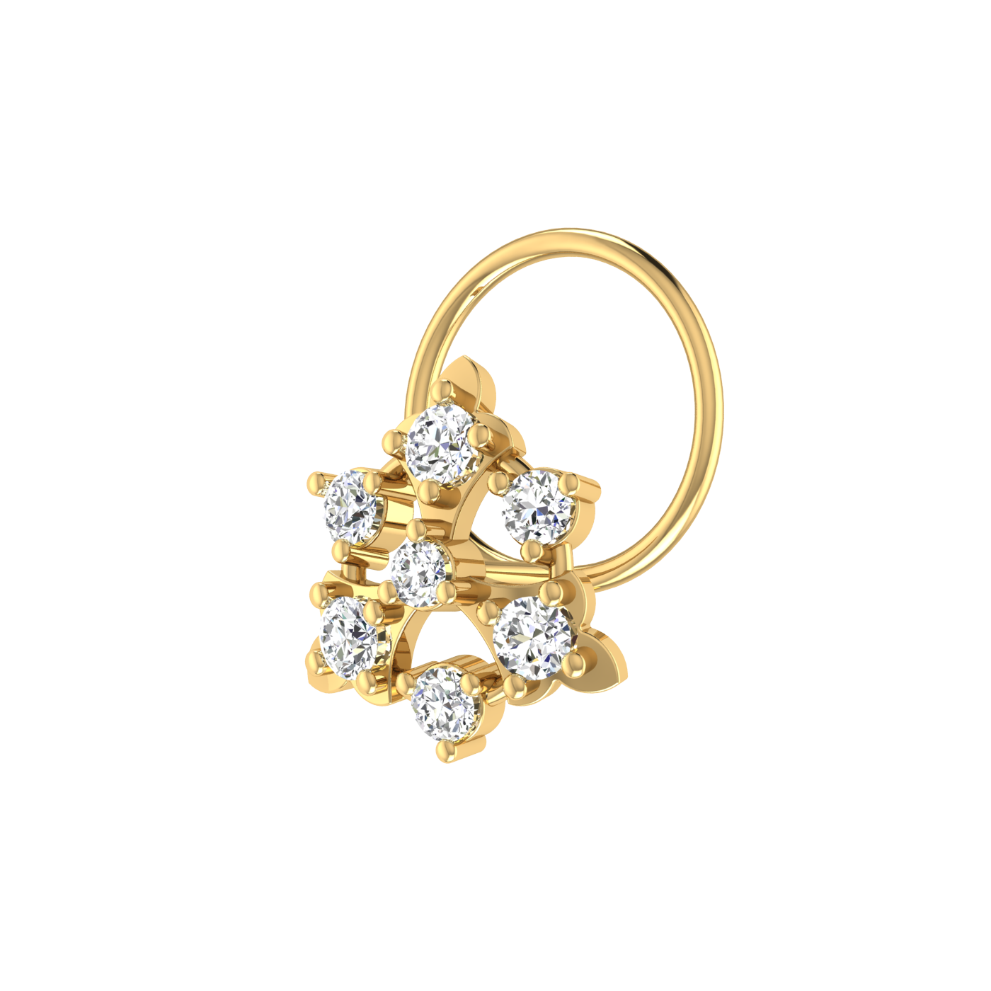 0.17 Ct Lab Grown Diamond Nose Pin Floral Design