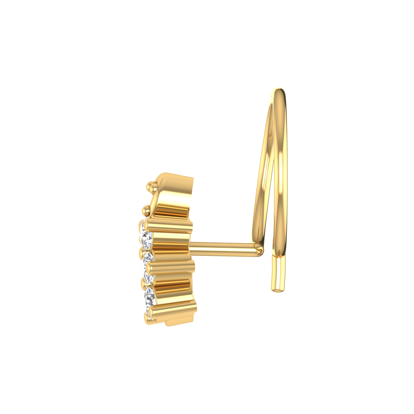 14K Gold Paisley-Inspired Gold Design 0.08ct Natural Diamond Nose Pin