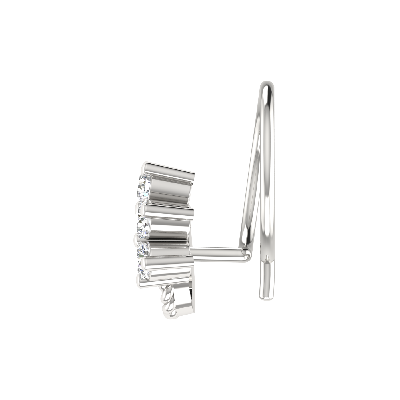 14K Gold Twisted Vine Design 0.08ct Natural Diamond Nose Pin