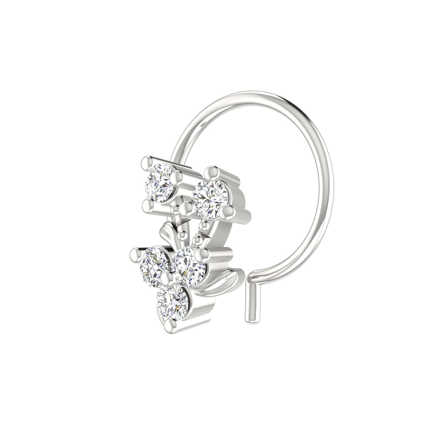 14K Gold Floral Cluster Design 0.1ct Natural Diamond Nose Pin