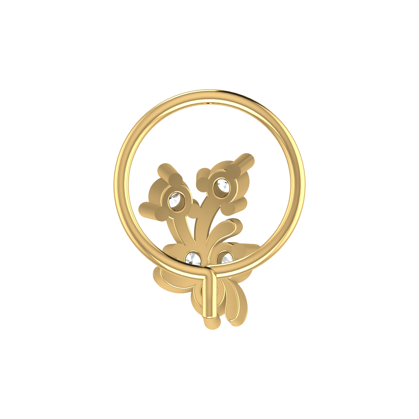 14K Gold Floral Cluster Design 0.1ct Natural Diamond Nose Pin