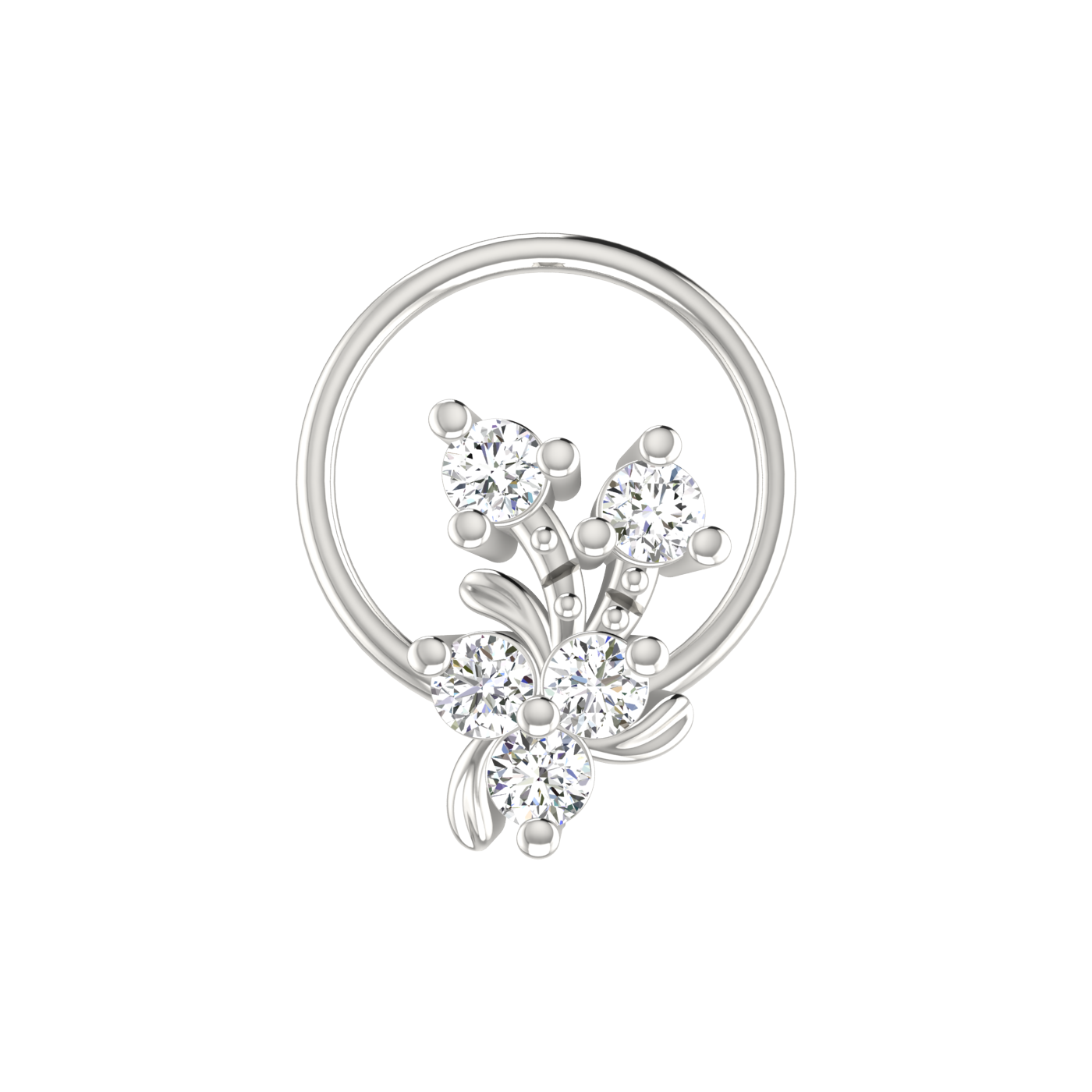 14K Gold Floral Cluster Design 0.1ct Natural Diamond Nose Pin