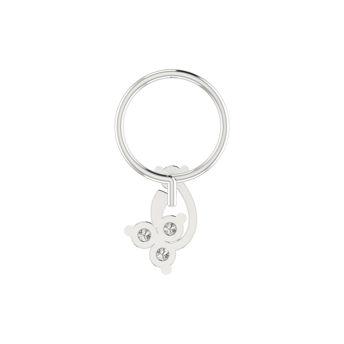 14K Gold Dangling Teardrop Floral Design 0.08ct Natural Diamond Nose Pin