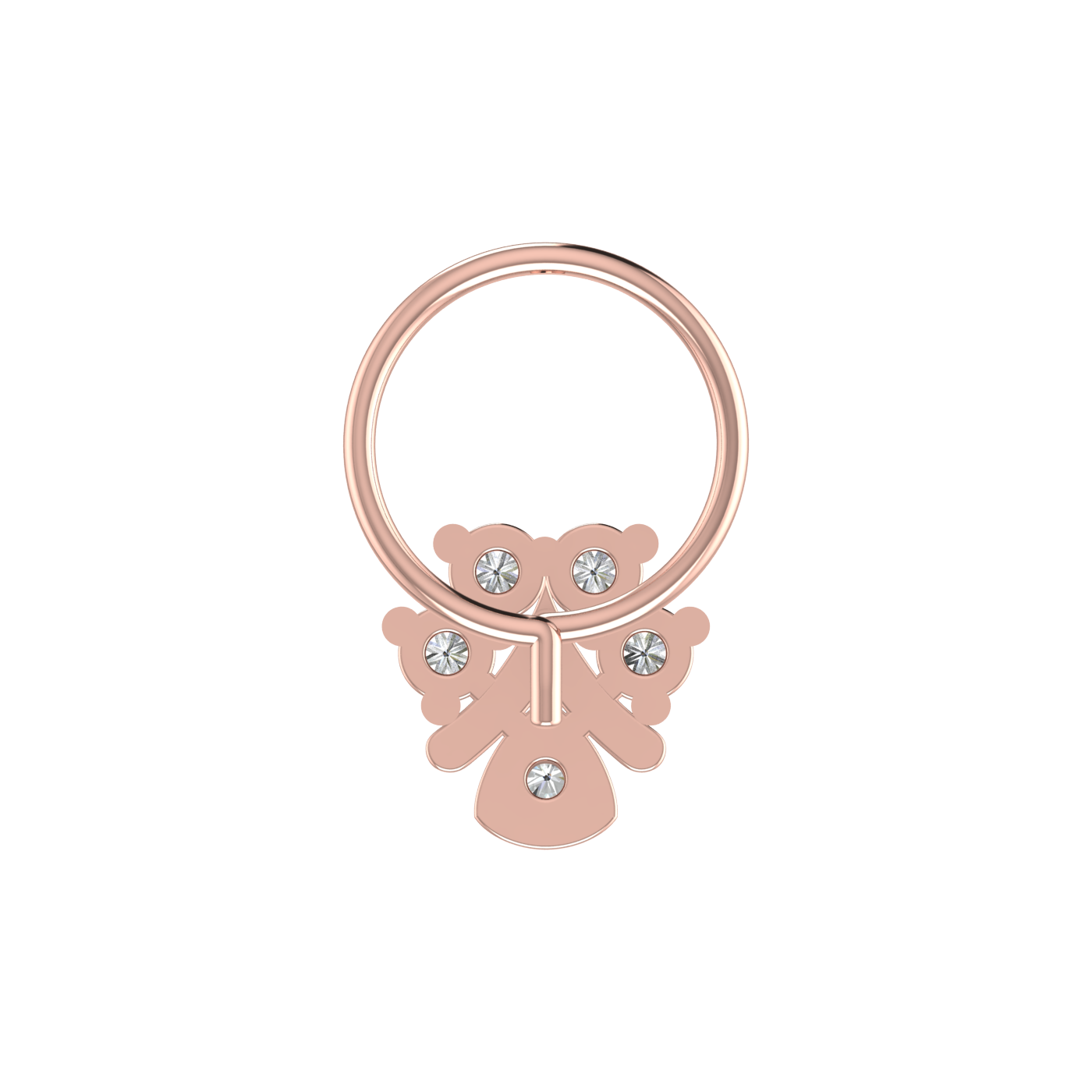 14K Gold Layered Floral & Teardrop Design  0.10ct Natural Diamond Nose Pin