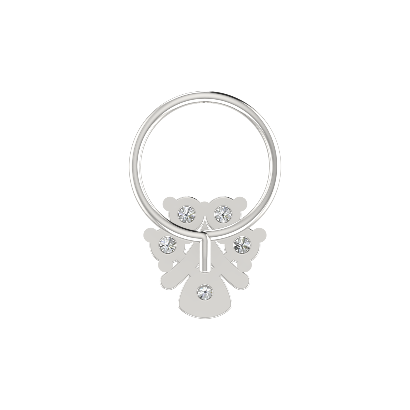 14K Gold Layered Floral & Teardrop Design  0.10ct Natural Diamond Nose Pin