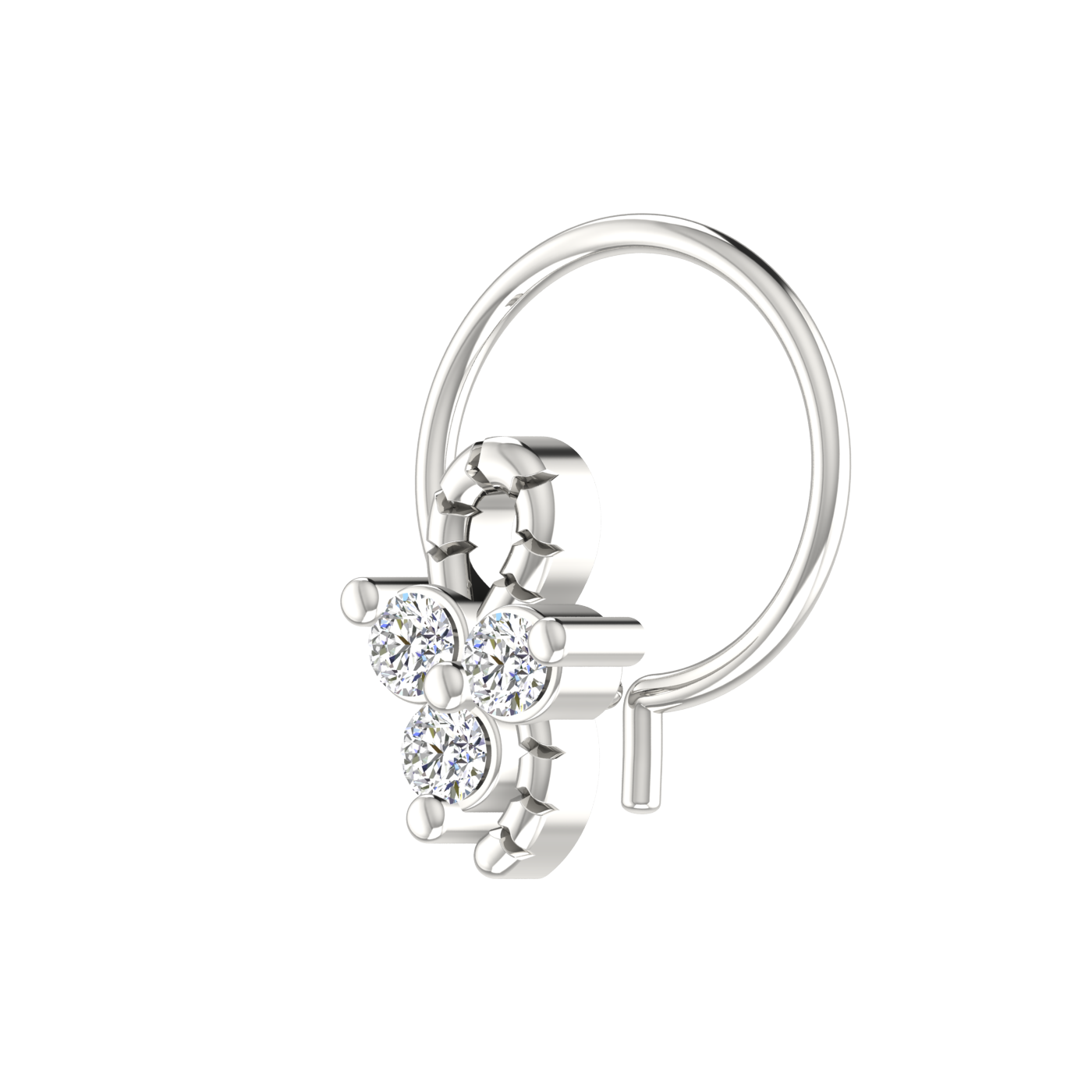 14K Gold Twisted Vine Design 0.06ct Natural Diamond Nose Pin