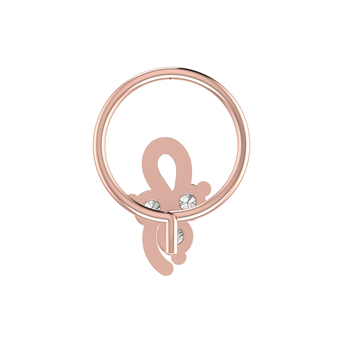 14K Gold Twisted Vine Design 0.06ct Natural Diamond Nose Pin