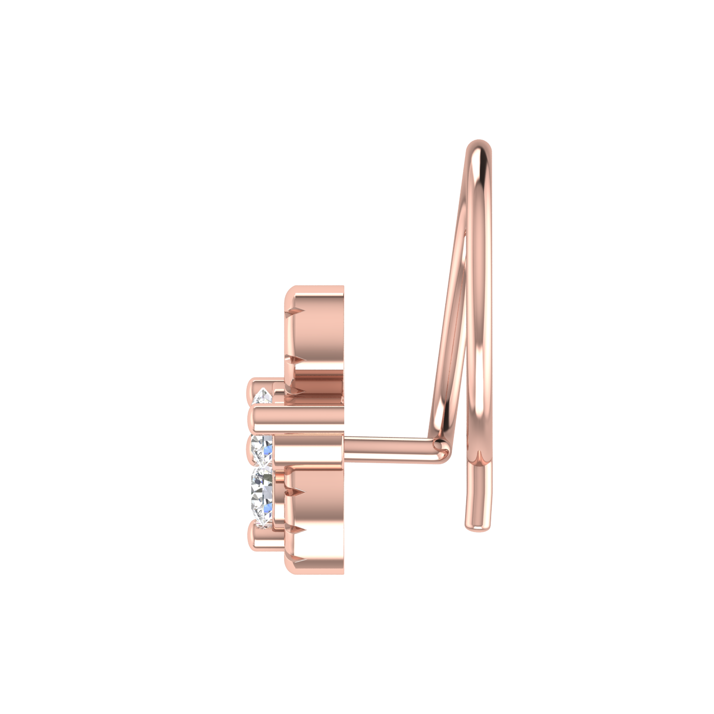 14K Gold Twisted Vine Design 0.06ct Natural Diamond Nose Pin