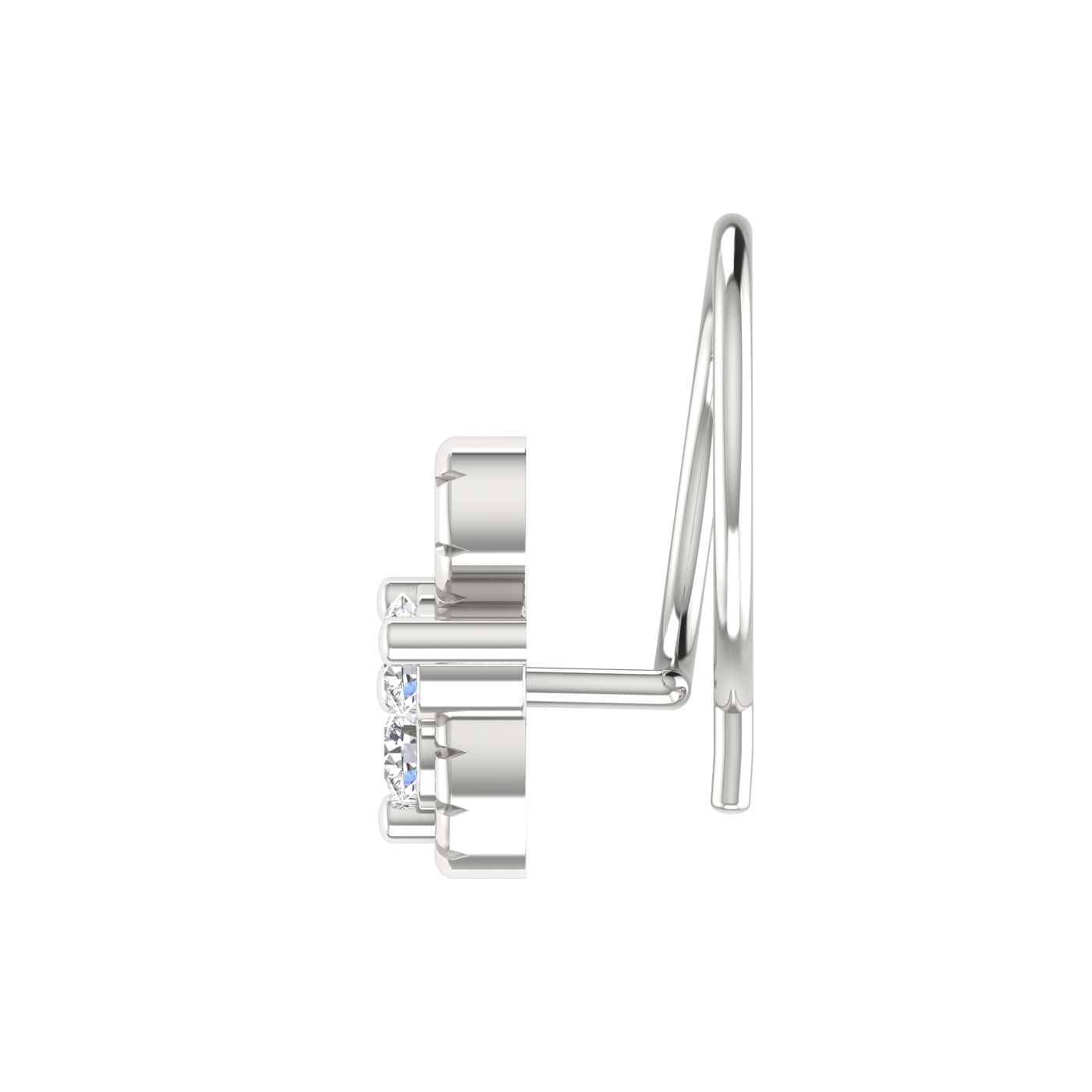 14K Gold Twisted Vine Design 0.06ct Natural Diamond Nose Pin