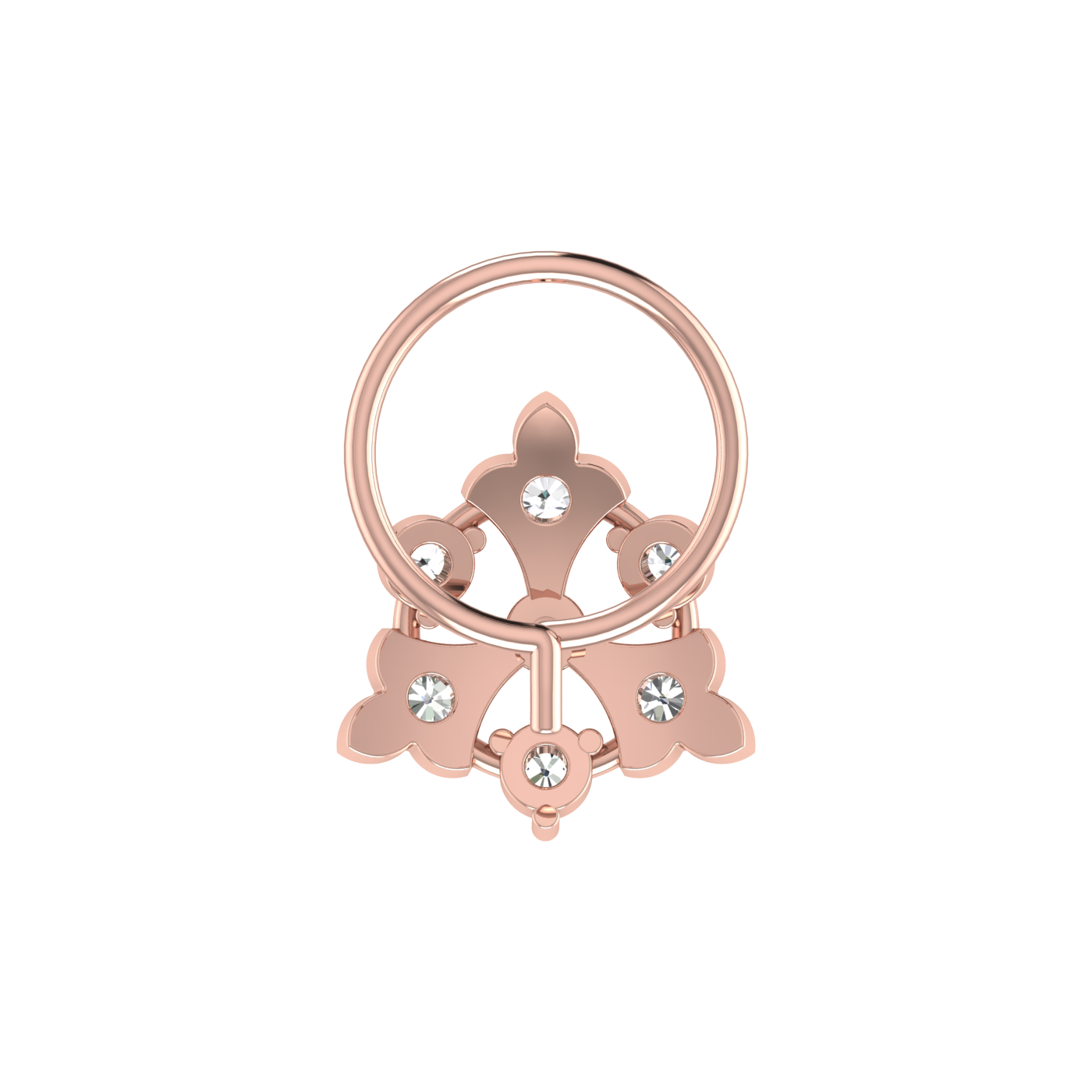 0.17 Ct Lab Grown Diamond Nose Pin Floral Design