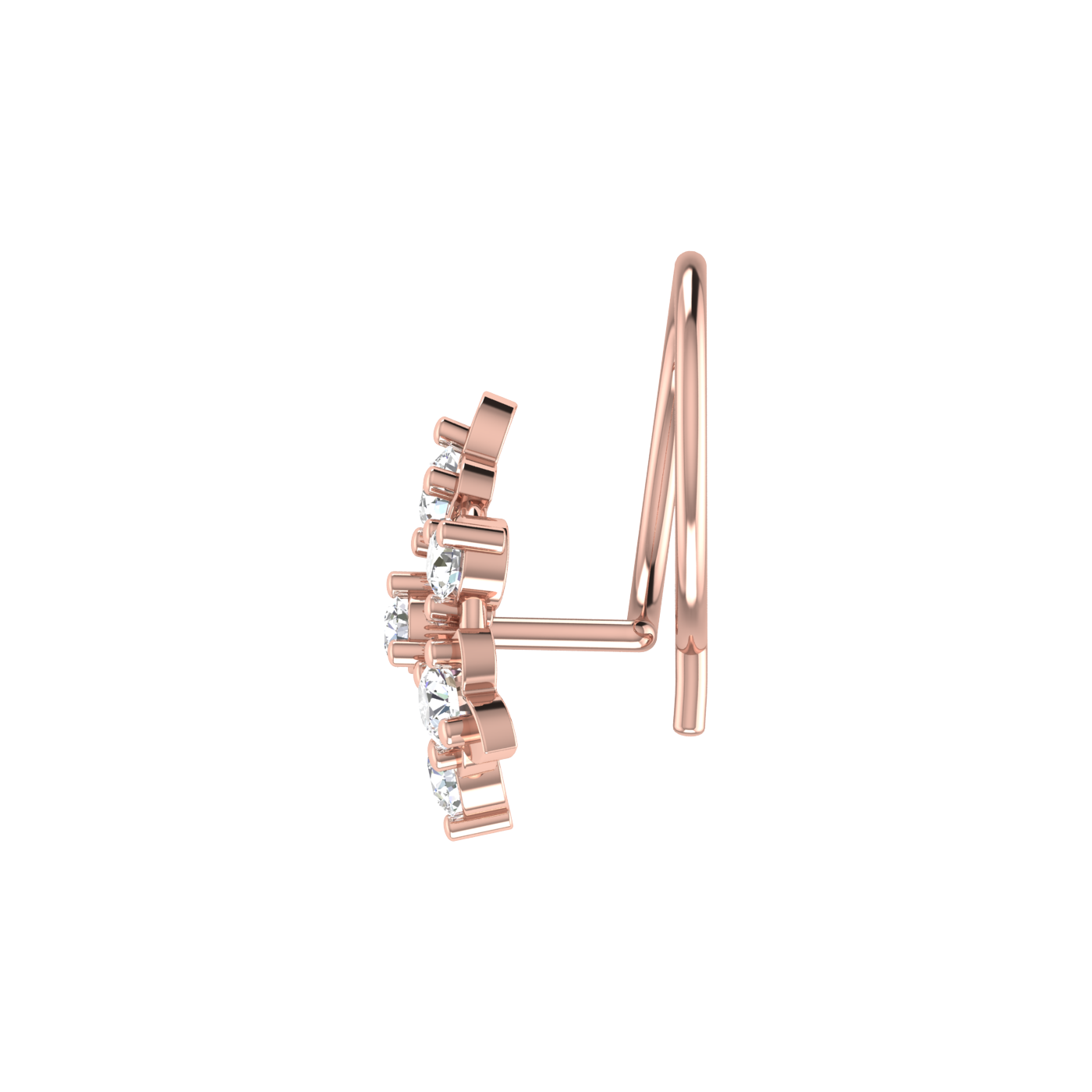 0.17 Ct Lab Grown Diamond Nose Pin Floral Design