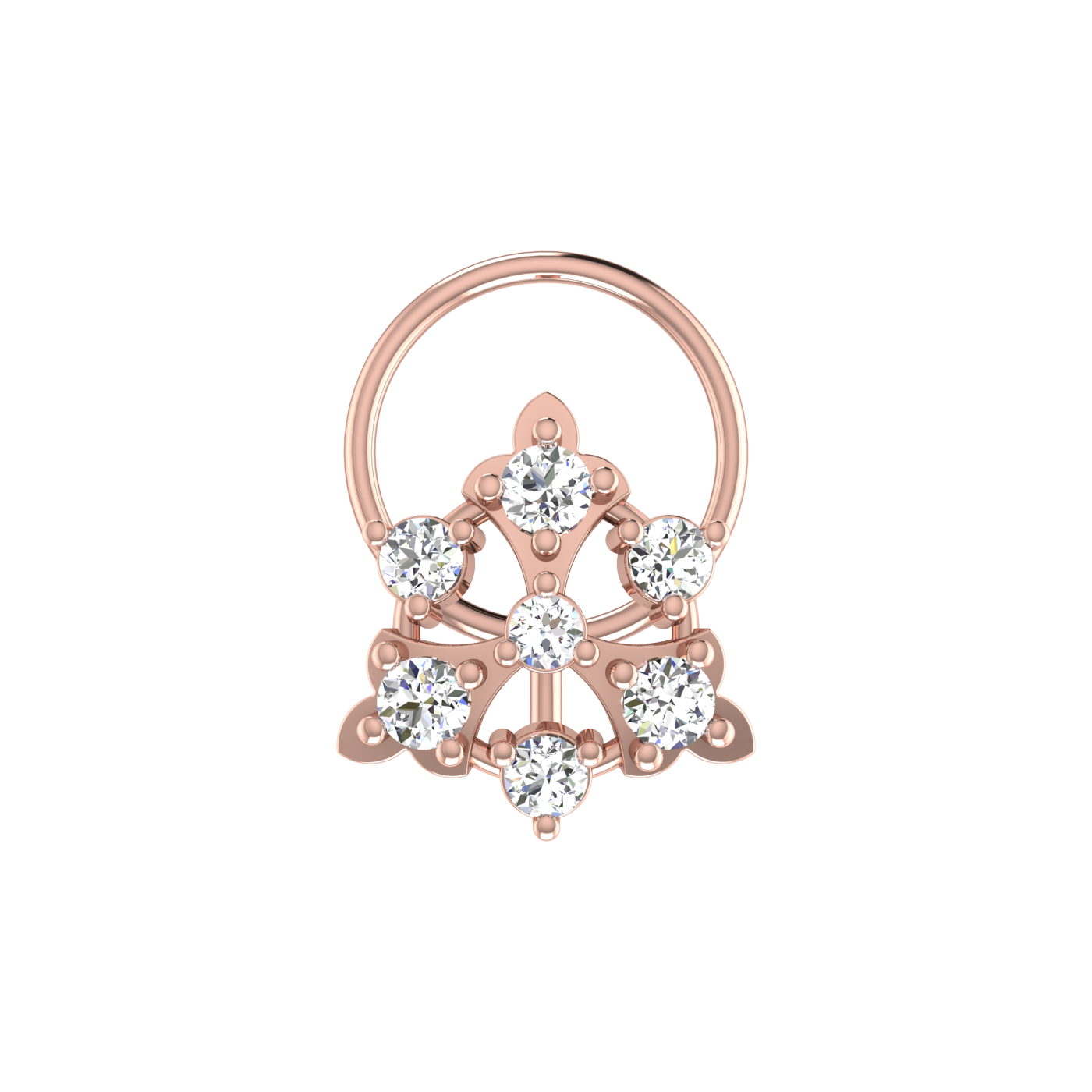 0.17 Ct Lab Grown Diamond Nose Pin Floral Design