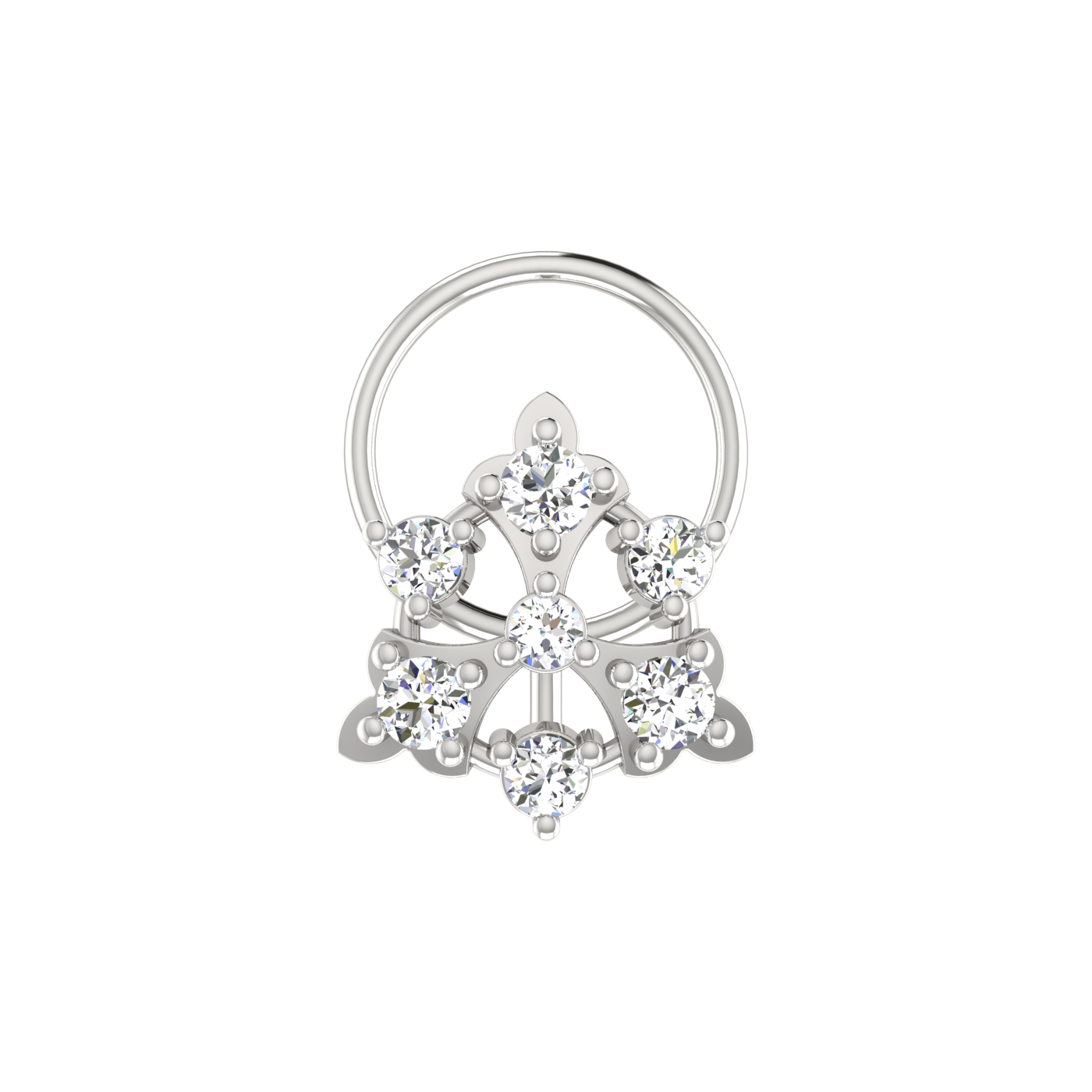 0.17 Ct Lab Grown Diamond Nose Pin Floral Design