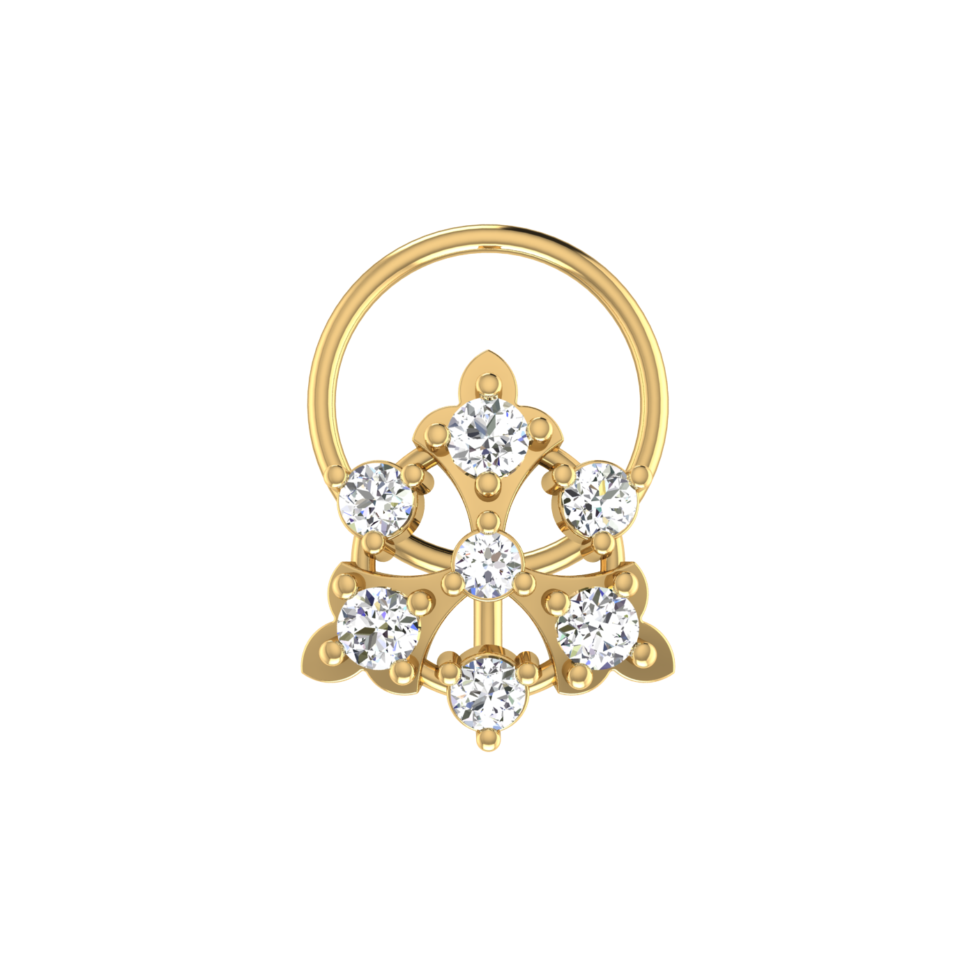 0.17 Ct Lab Grown Diamond Nose Pin Floral Design