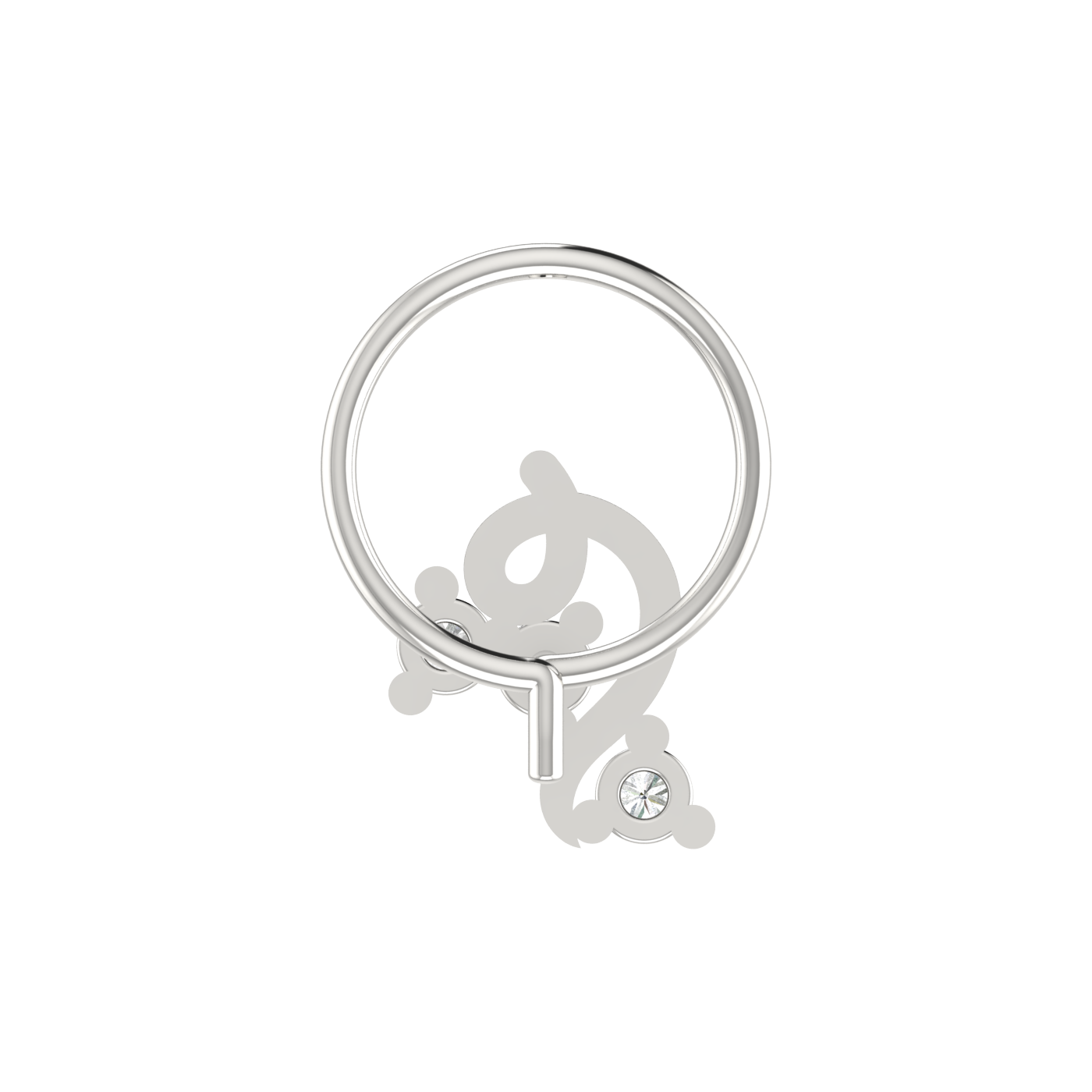 14K Gold Swirl Vine Design 0.06ct Natural Diamond Nose Pin