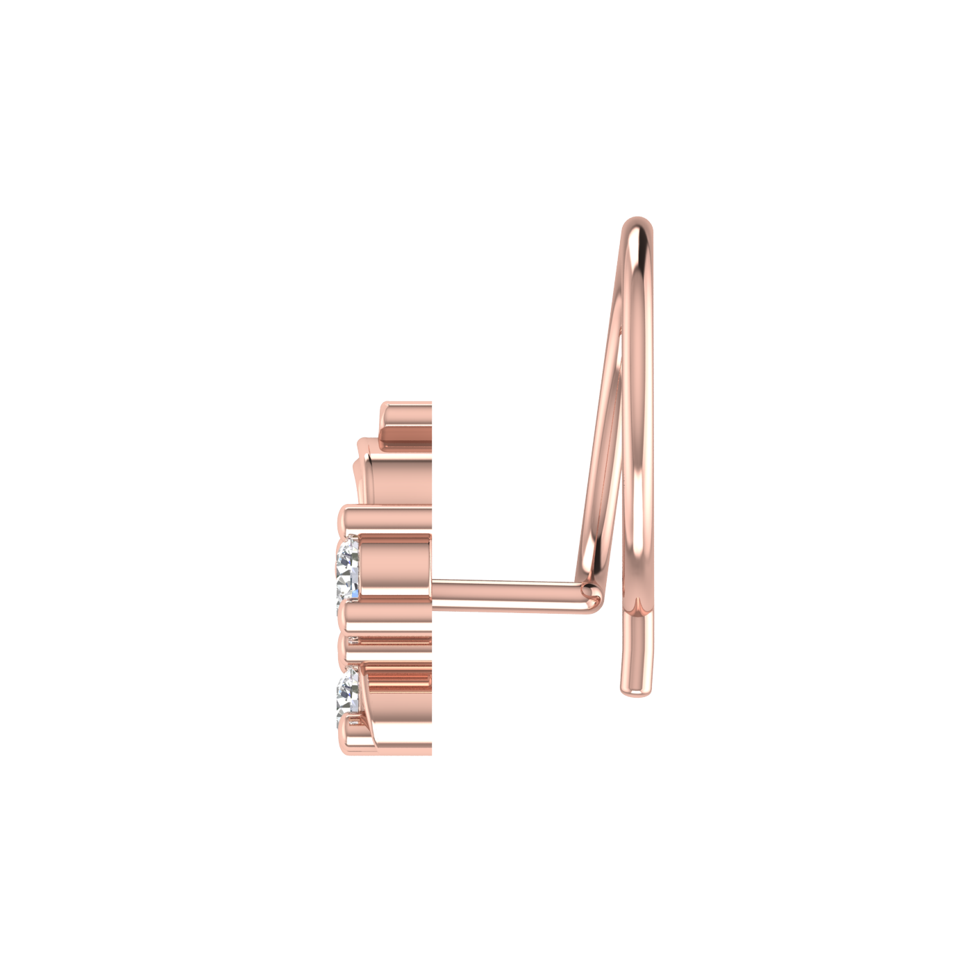 14K Gold Swirl Vine Design 0.06ct Natural Diamond Nose Pin