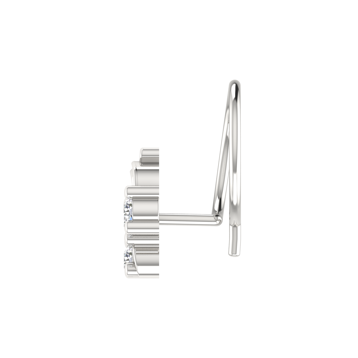 14K Gold Swirl Vine Design 0.06ct Natural Diamond Nose Pin