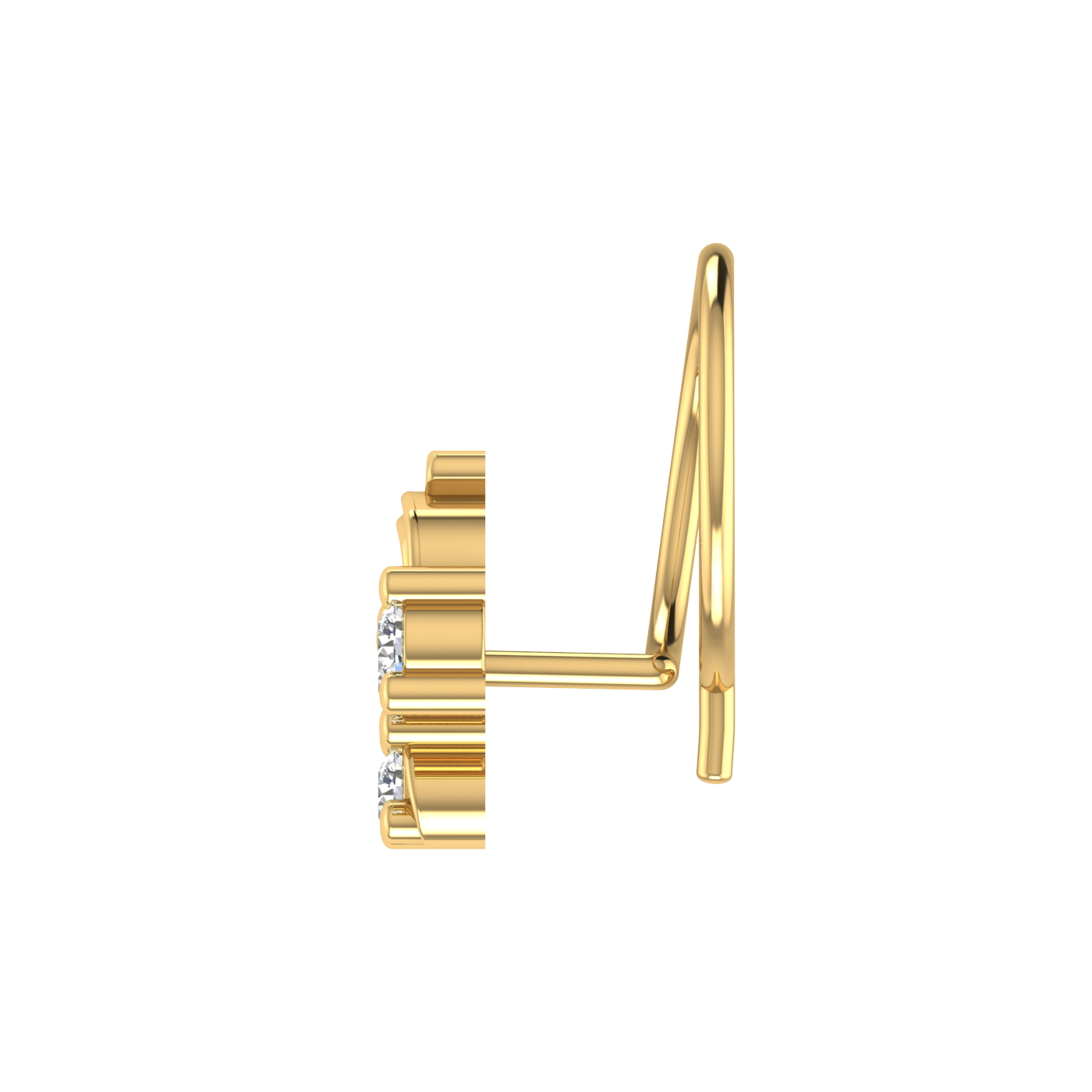 14K Gold Swirl Vine Design 0.06ct Natural Diamond Nose Pin