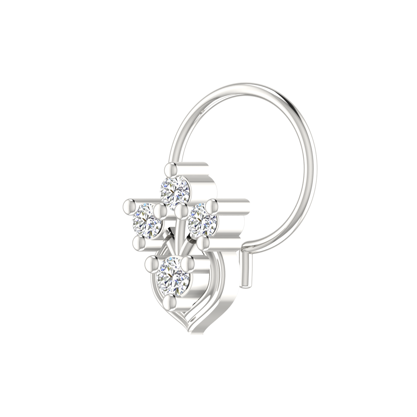 14K Floral Teardrop Design 0.09ct Natural Diamond Nose Pin