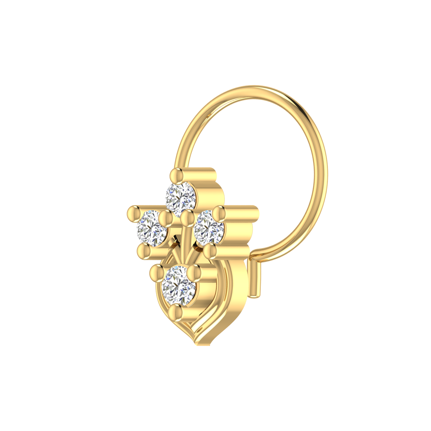 14K Floral Teardrop Design 0.09ct Natural Diamond Nose Pin