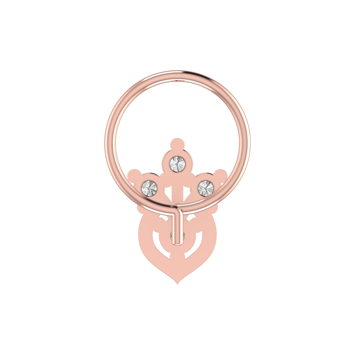 14K Floral Teardrop Design 0.09ct Natural Diamond Nose Pin