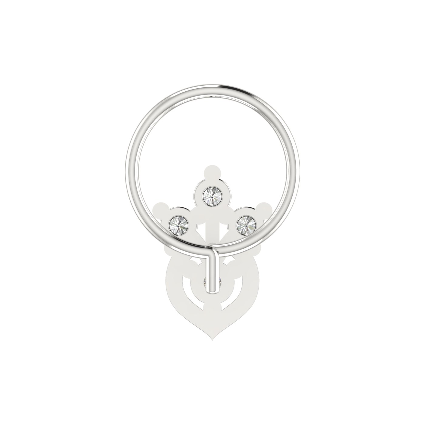 14K Floral Teardrop Design 0.09ct Natural Diamond Nose Pin