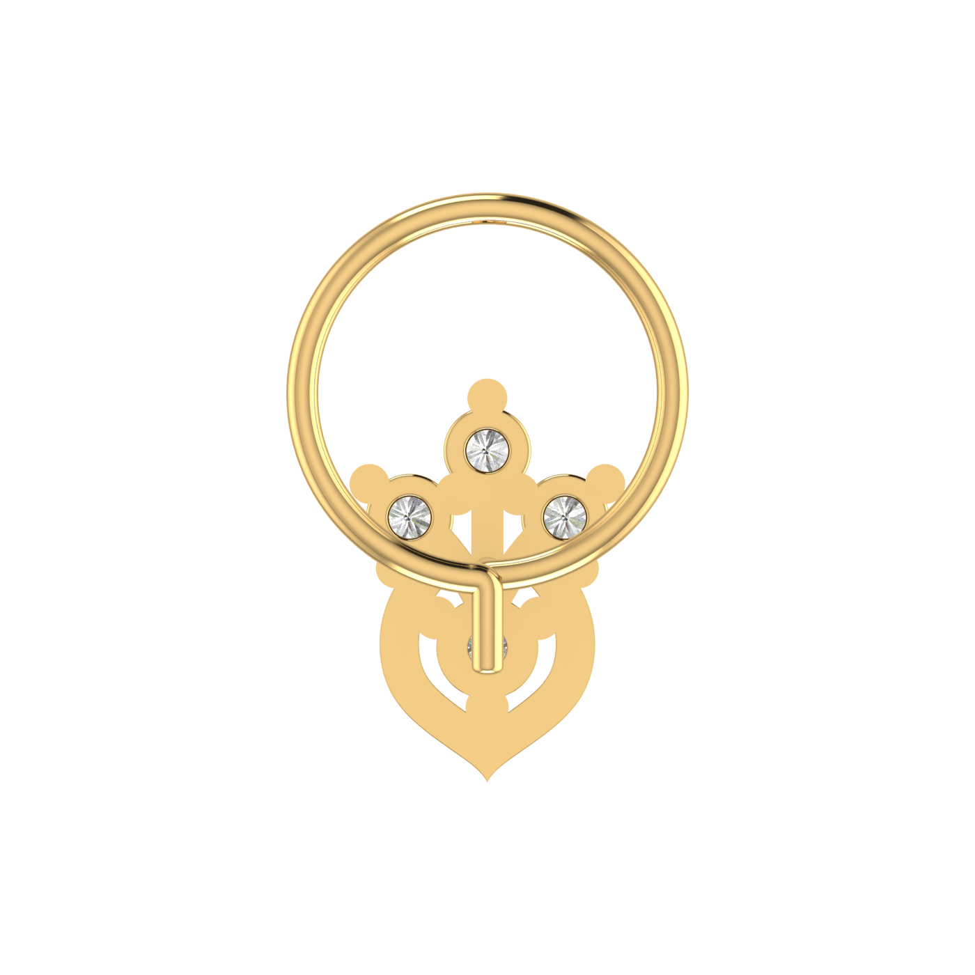 14K Floral Teardrop Design 0.09ct Natural Diamond Nose Pin