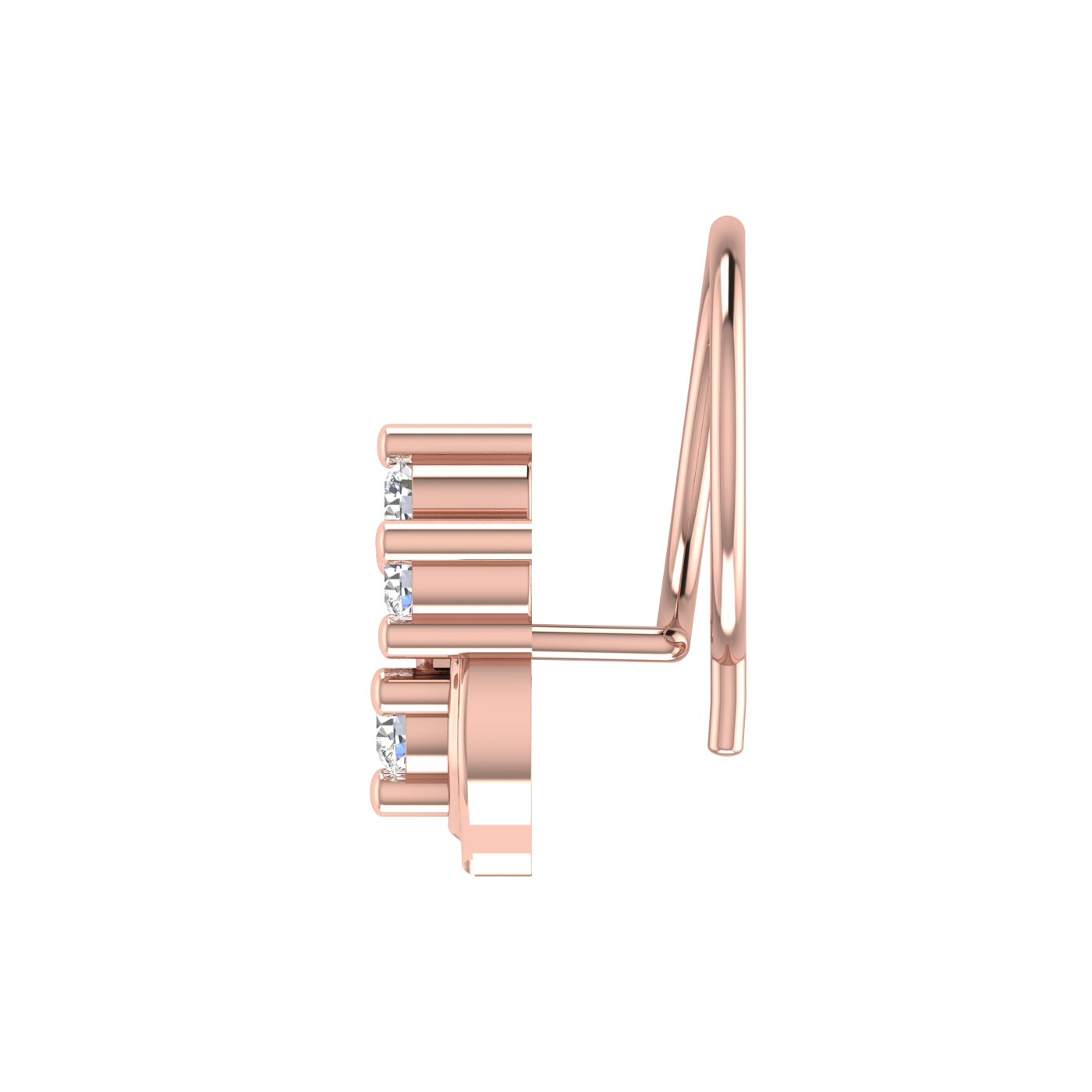 14K Floral Teardrop Design 0.09ct Natural Diamond Nose Pin