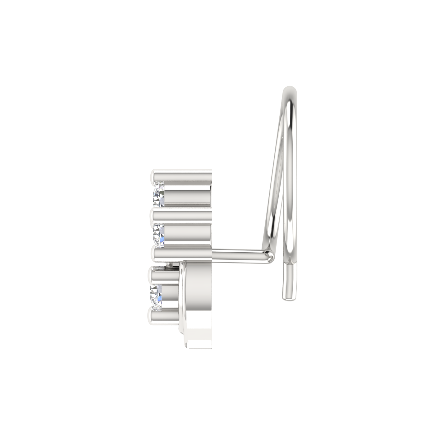 14K Floral Teardrop Design 0.09ct Natural Diamond Nose Pin