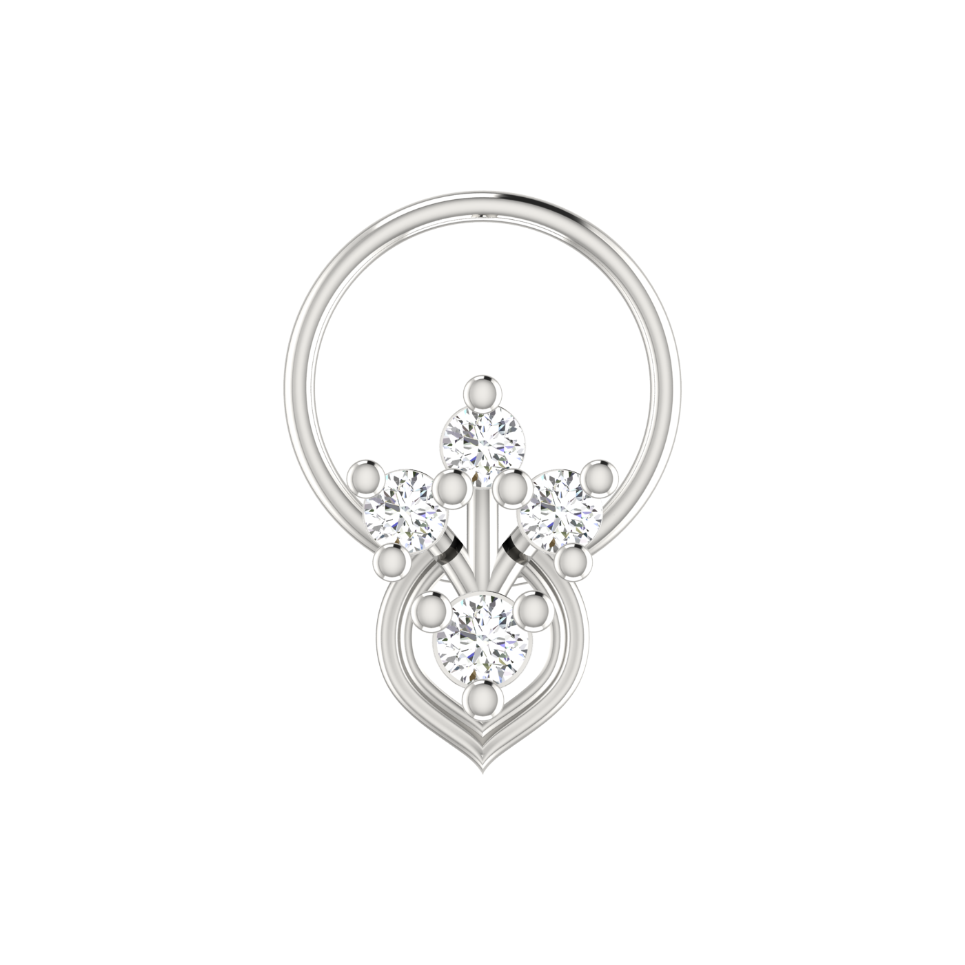 14K Floral Teardrop Design 0.09ct Natural Diamond Nose Pin