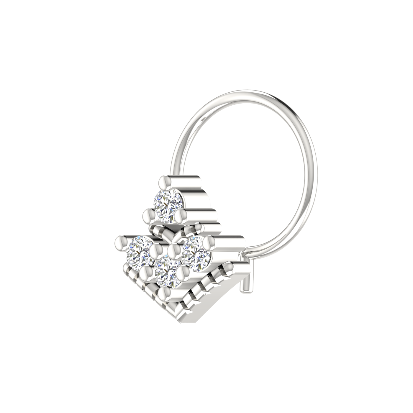 14K Gold Geometric Floral Pyramid Design 0.08ct Natural Diamond Nose Pin