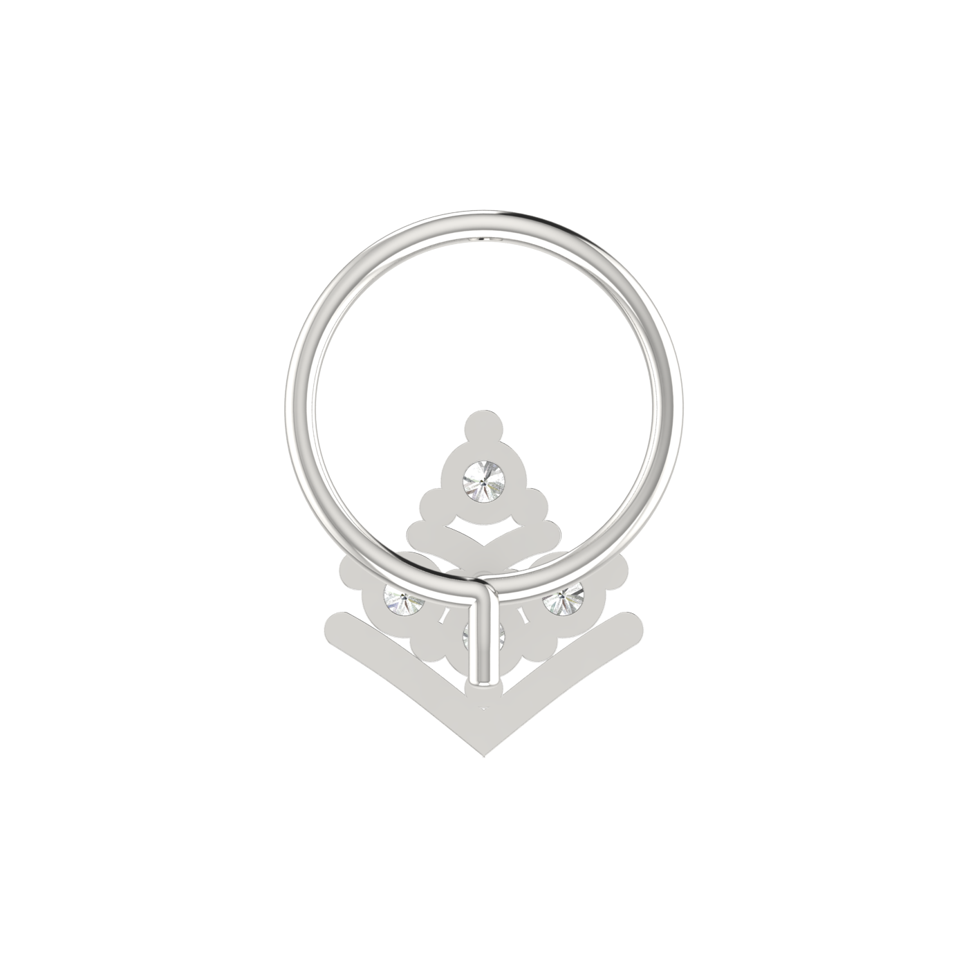 14K Gold Geometric Floral Pyramid Design 0.08ct Natural Diamond Nose Pin