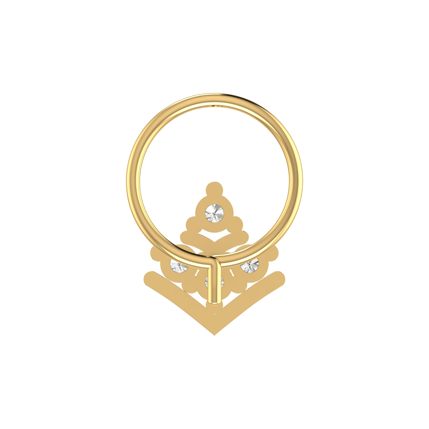 14K Gold Geometric Floral Pyramid Design 0.08ct Natural Diamond Nose Pin