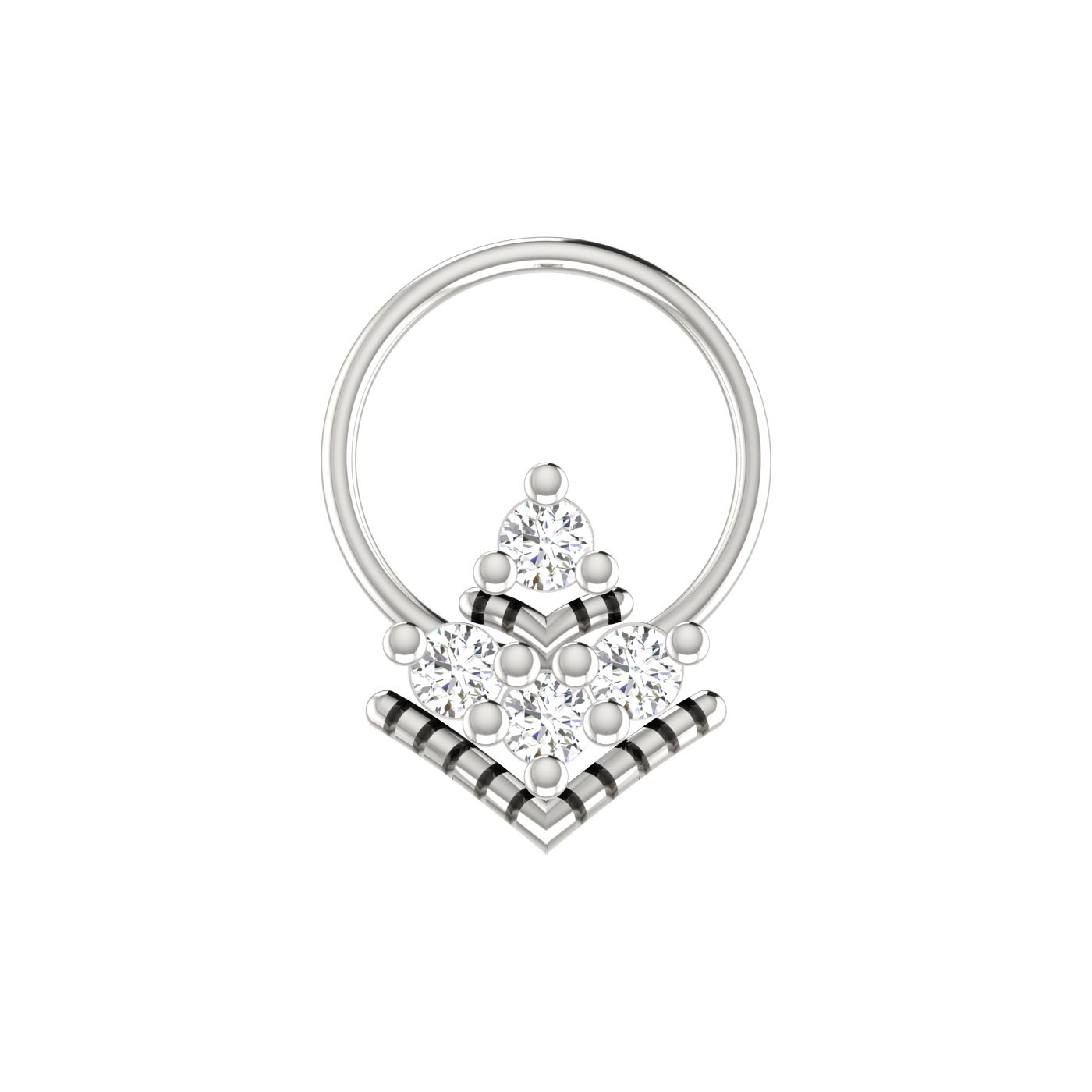 14K Gold Geometric Floral Pyramid Design 0.08ct Natural Diamond Nose Pin