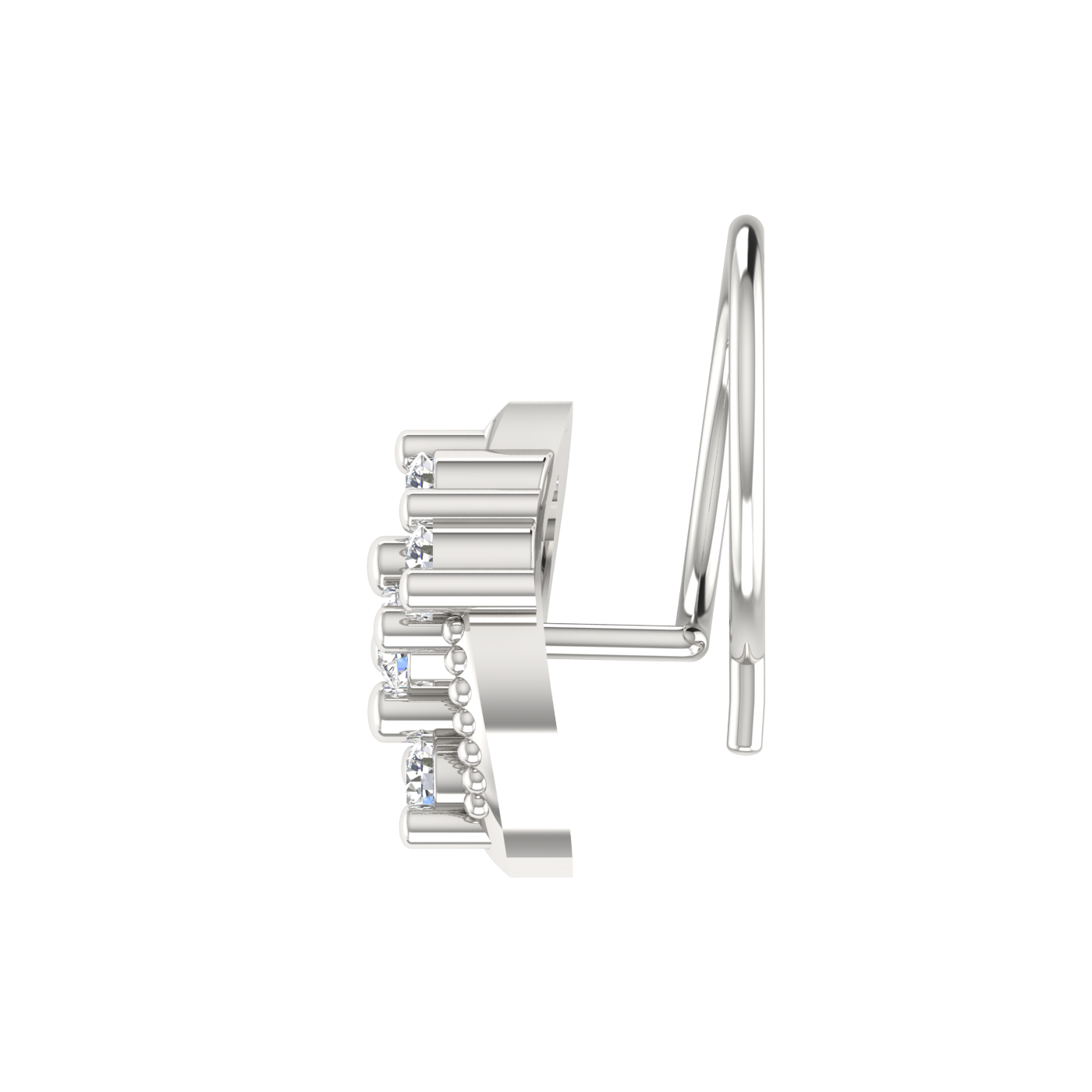 14K Gold Curved Floral Vine Design 0.11ct Natural Diamond Nose Pin