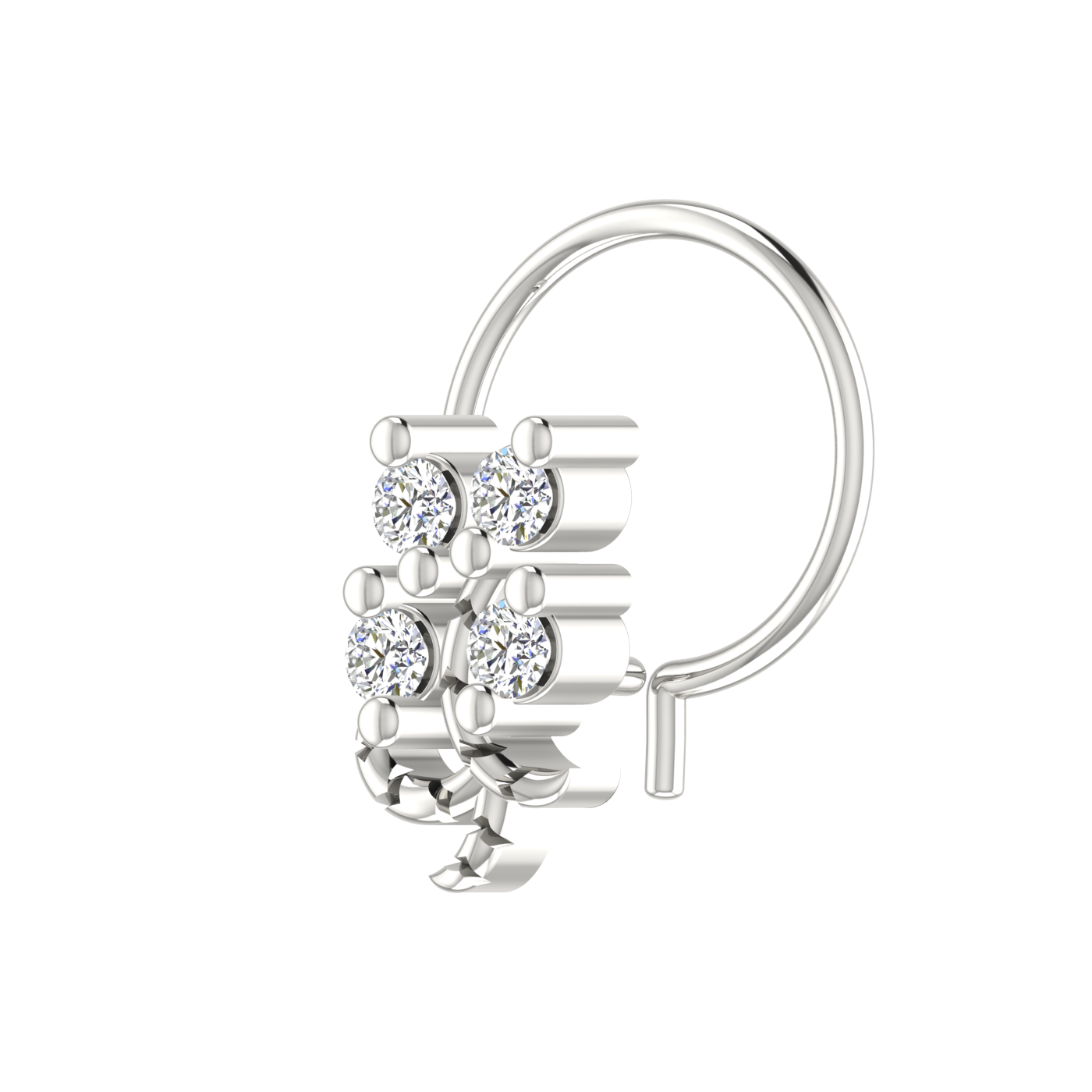 14K Gold Floral Vine-Inspired Design 0.08ct Natural Diamond Nose Pin