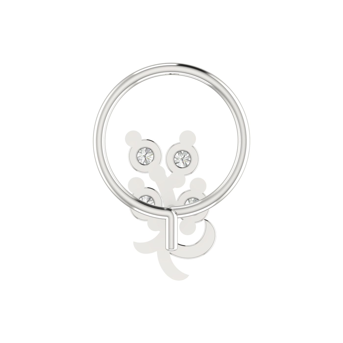 14K Gold Floral Vine-Inspired Design 0.08ct Natural Diamond Nose Pin