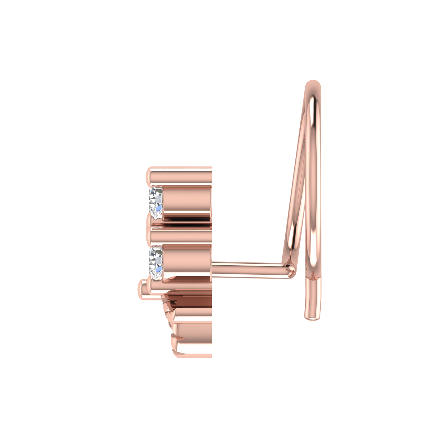 14K Gold Floral Vine-Inspired Design 0.08ct Natural Diamond Nose Pin